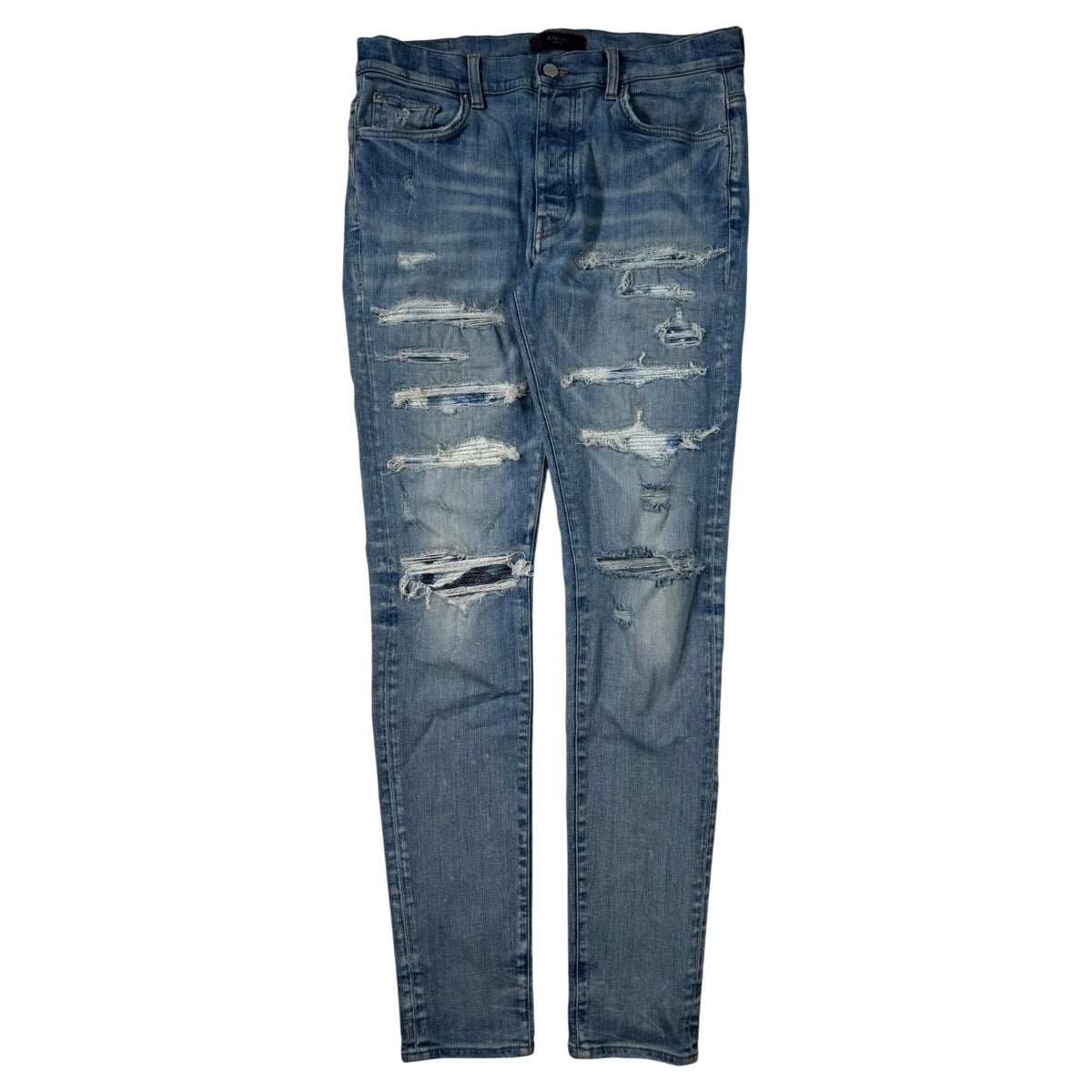 Amiri Tie Dye Thrasher Patch Light Wash & Blue Jeans