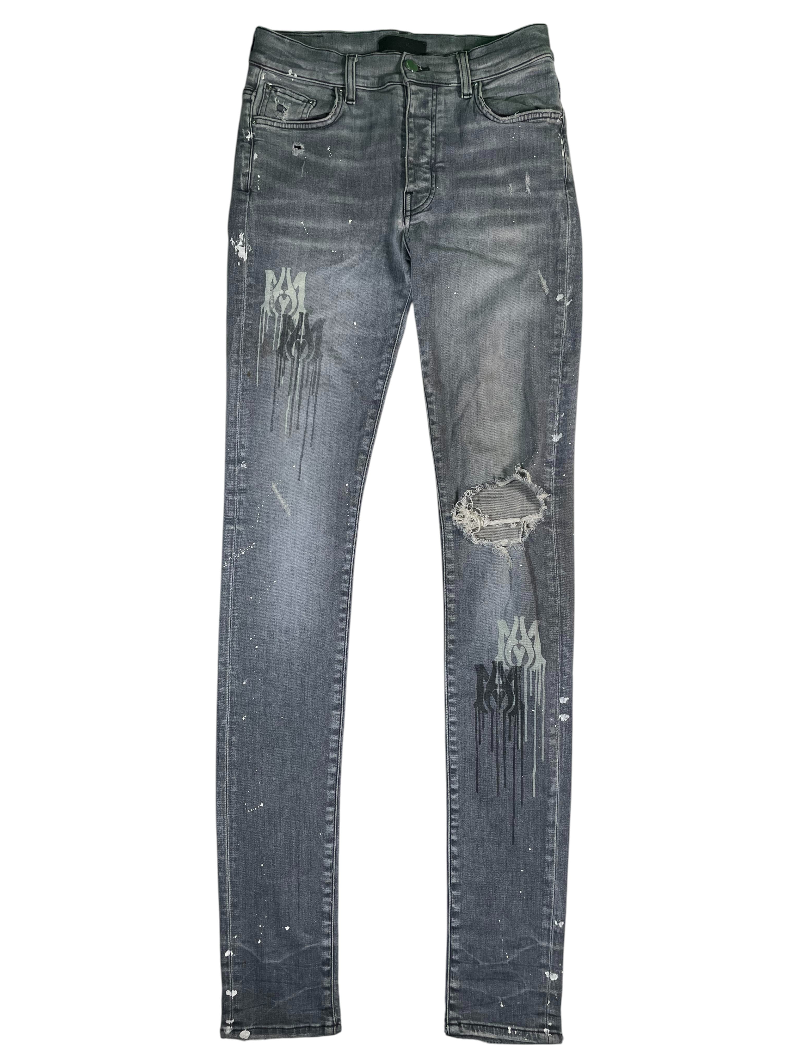 Amiri Stencil Logo Grey Jeans