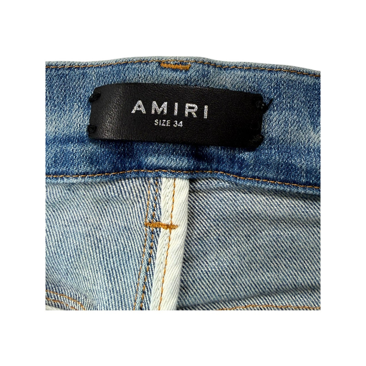 Amiri Paisley Patchwork Light Wash & Orange Jeans