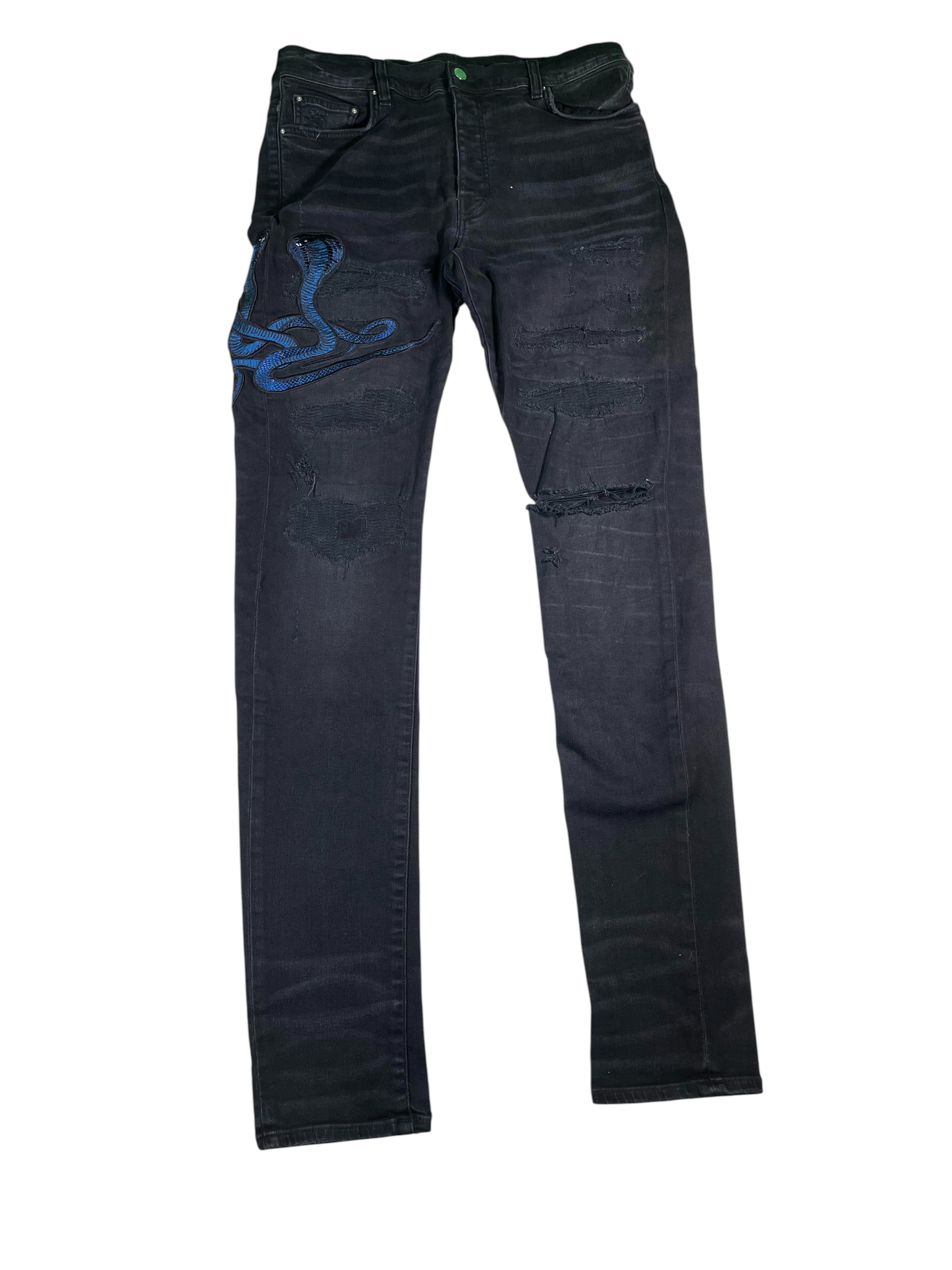 Amiri Cobra Black & Blue Jeans