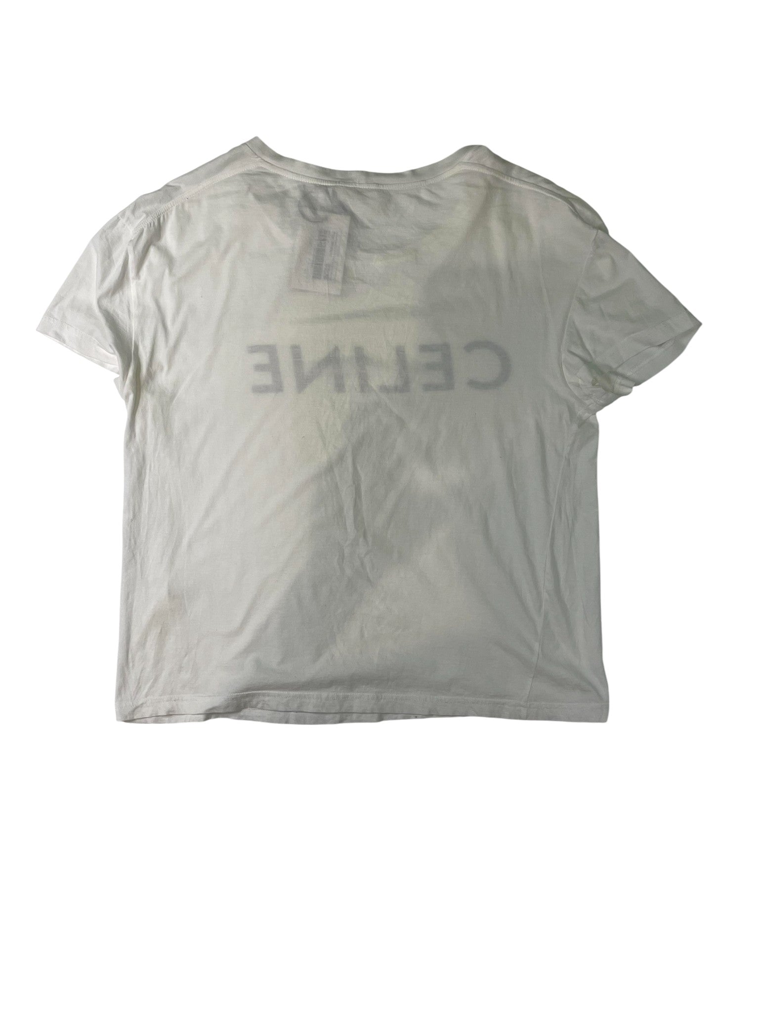 Celine Women's Spell out Logo White & Black Tee