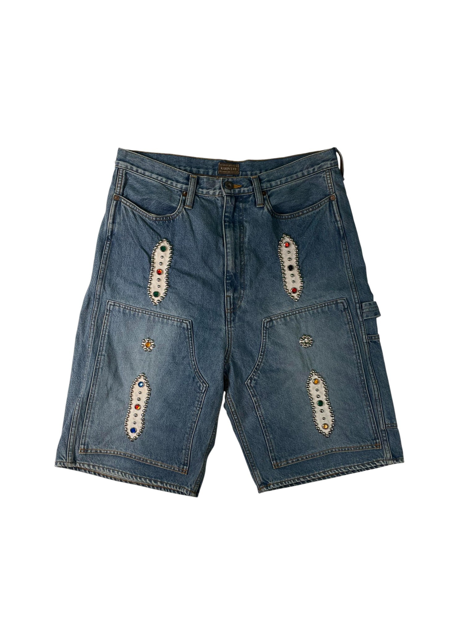 Kapital Denim Studded Light Wash Shorts