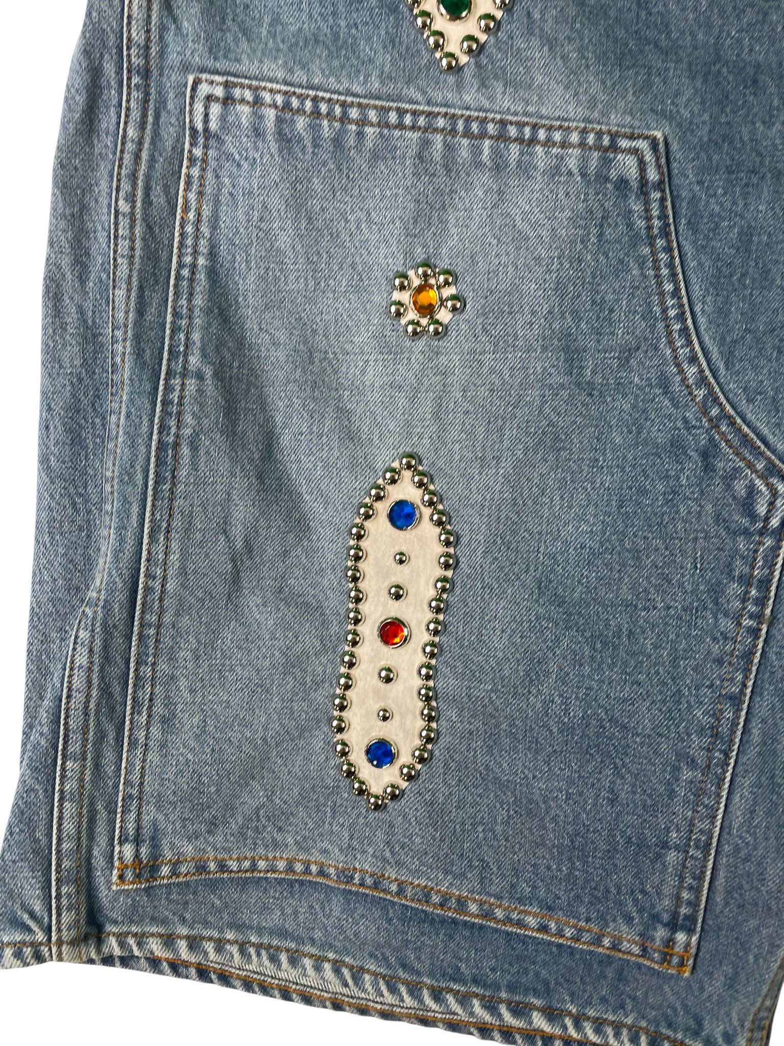 Kapital Denim Studded Light Wash Shorts