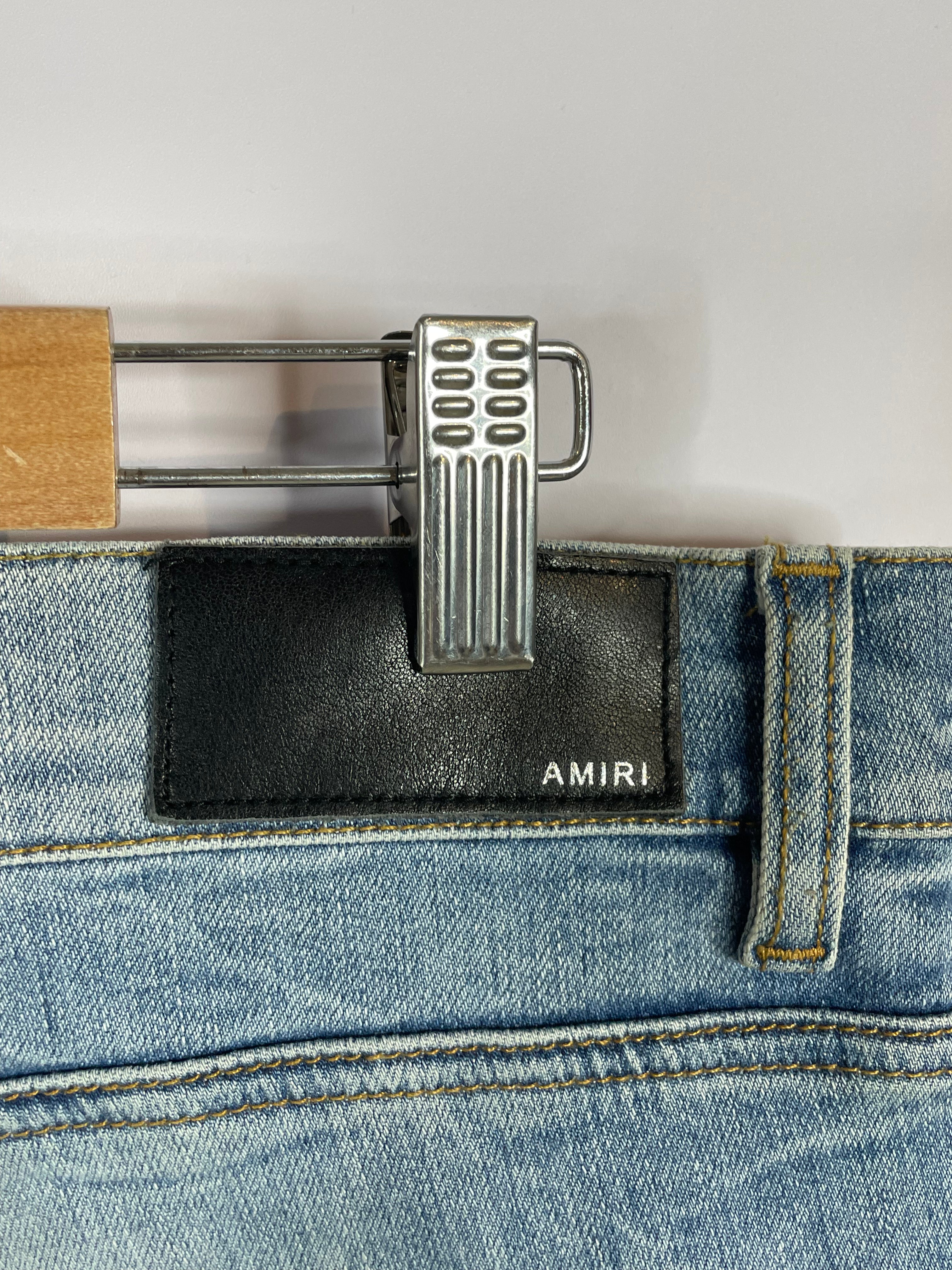 Amiri Plain Thrasher Light Wash Splatter Rip Used 38