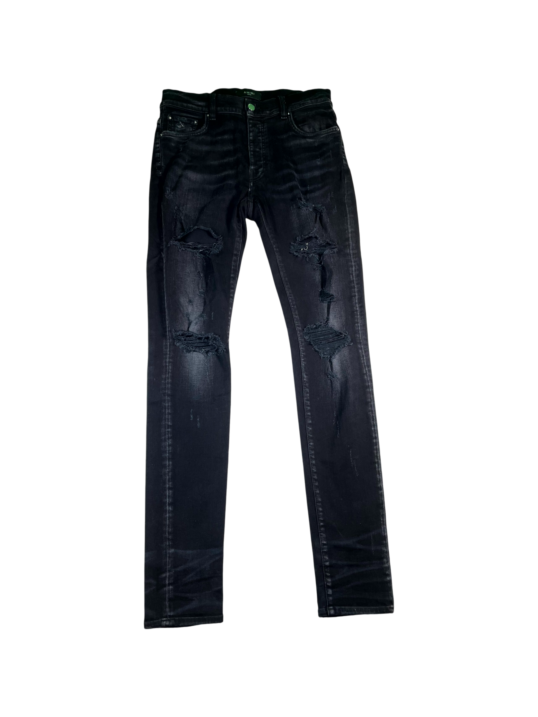 Amiri Plain Thrasher Ripped Black Jeans