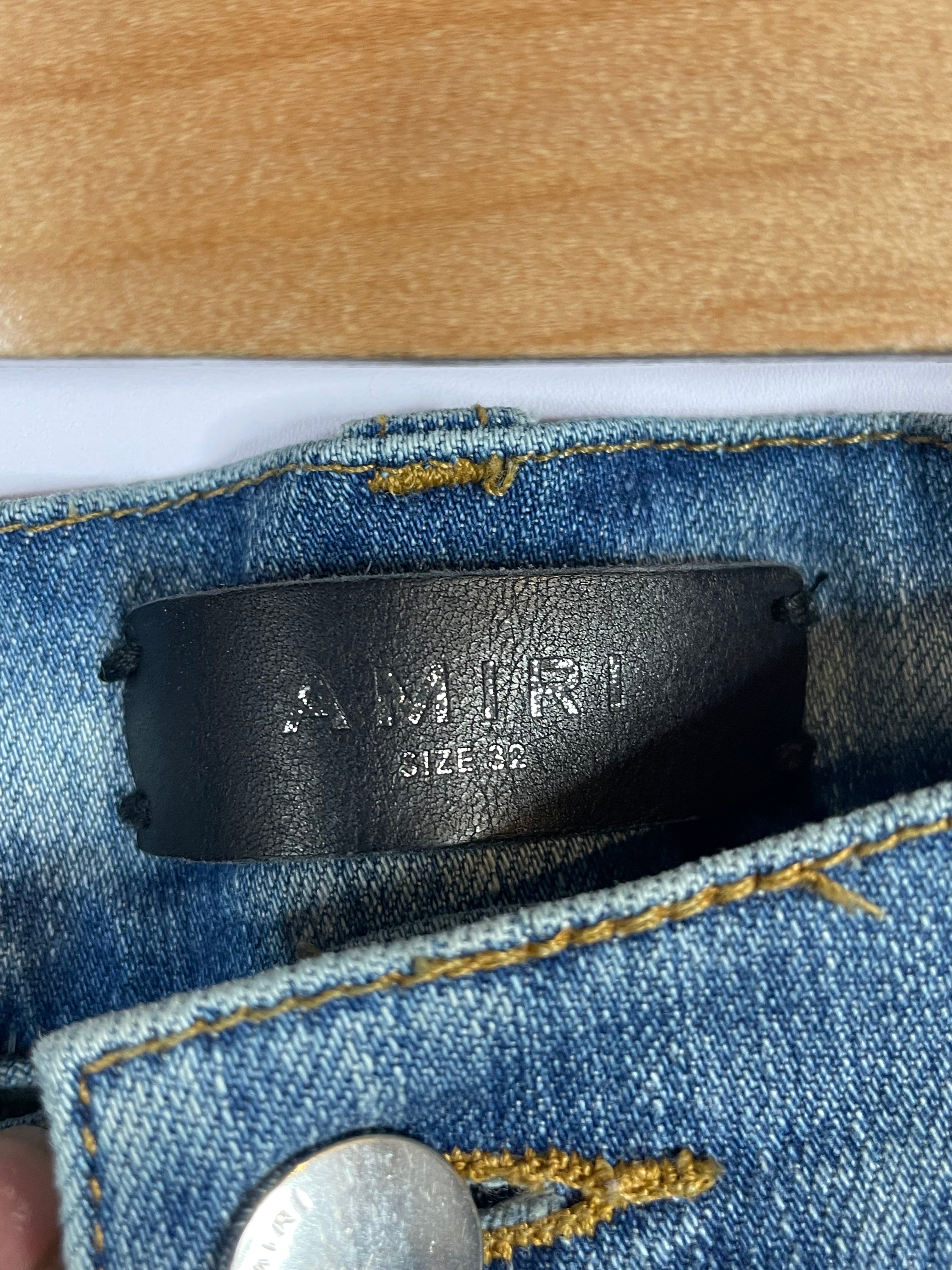 Amiri MX1 Light Wash Camo Patch Used 32