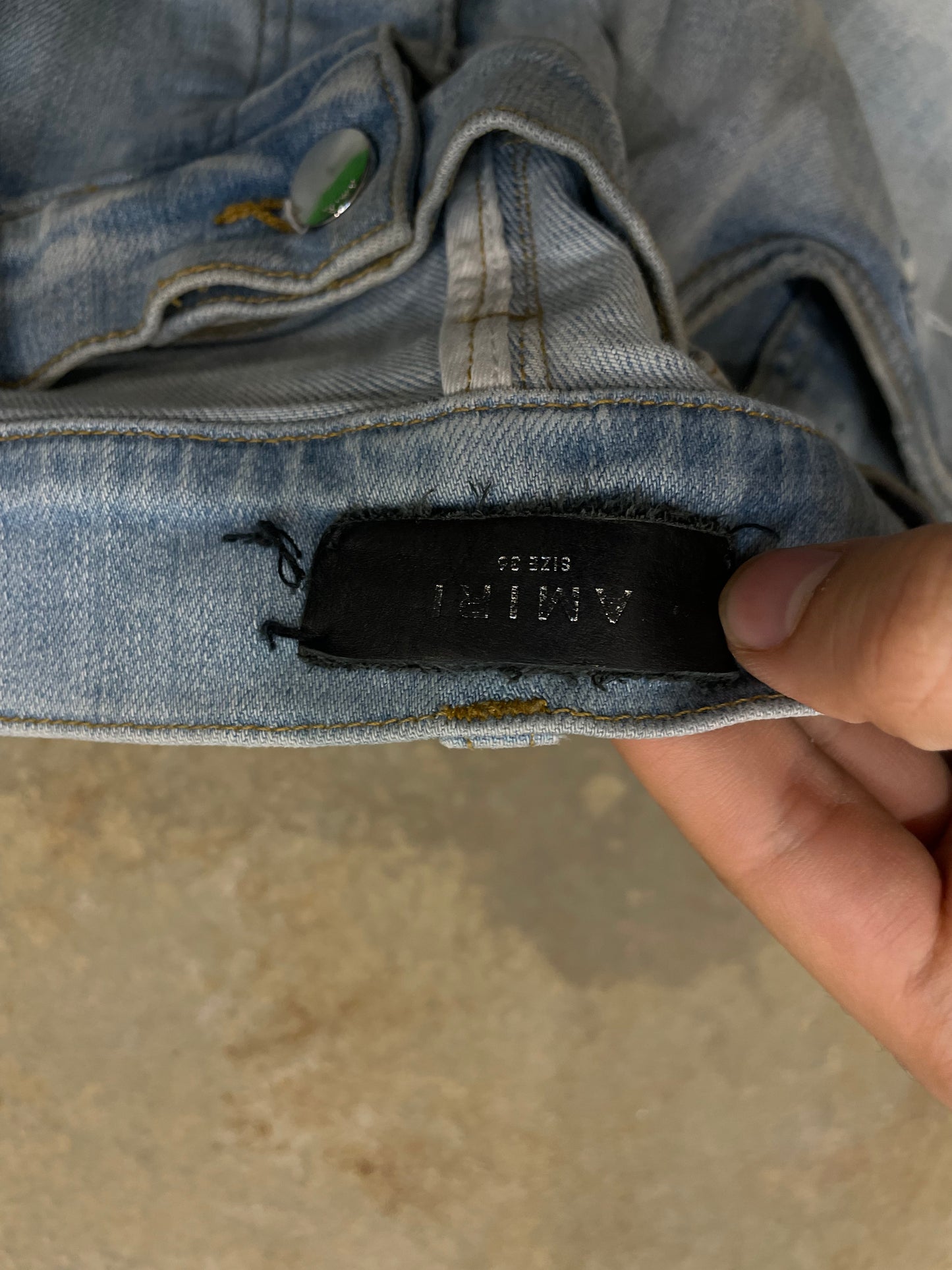 Amiri Jeans Light Wash Blue Paisley Stars Used 36