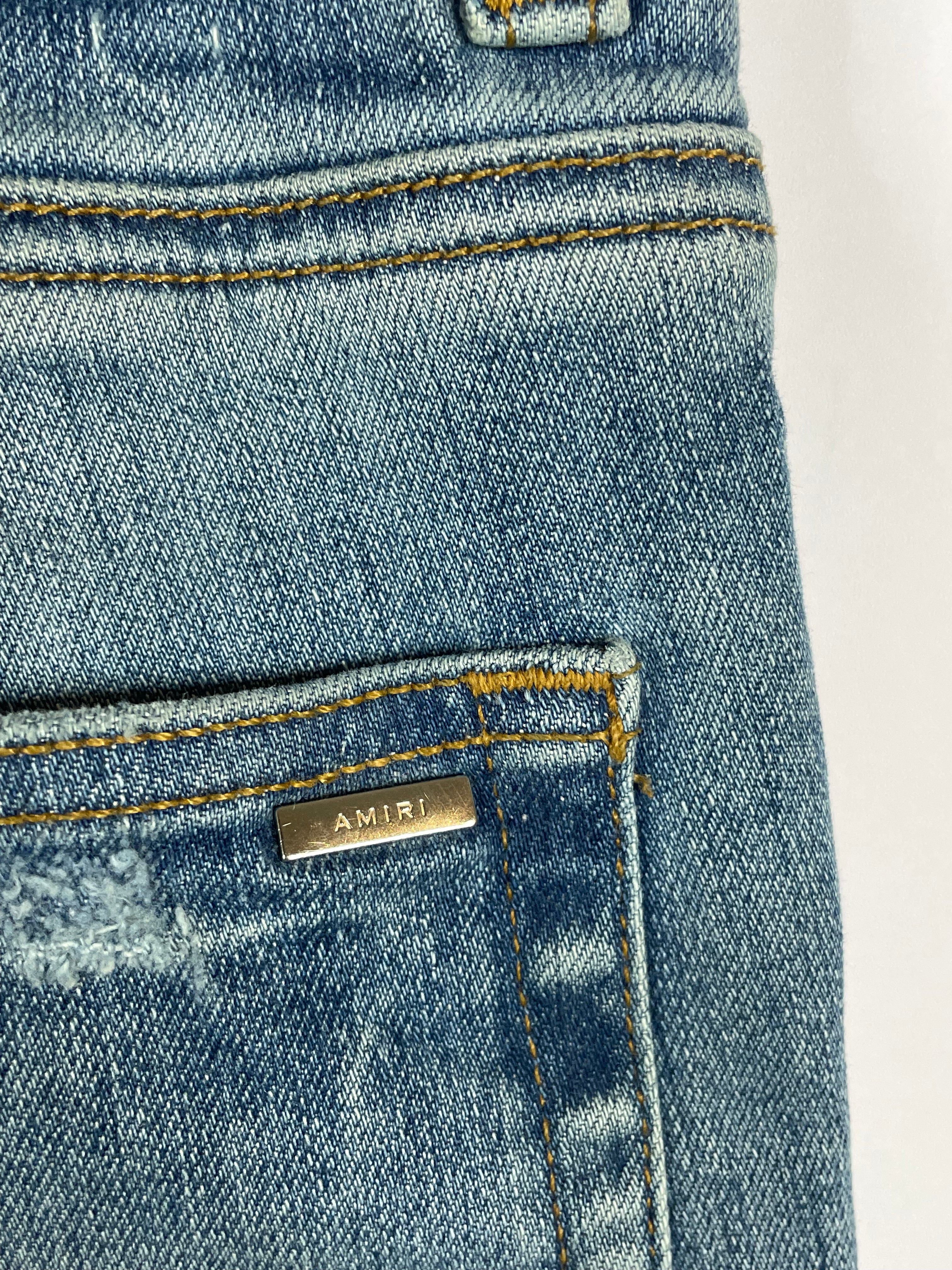 Amiri MX1 Light Wash Camo Patch Used 32