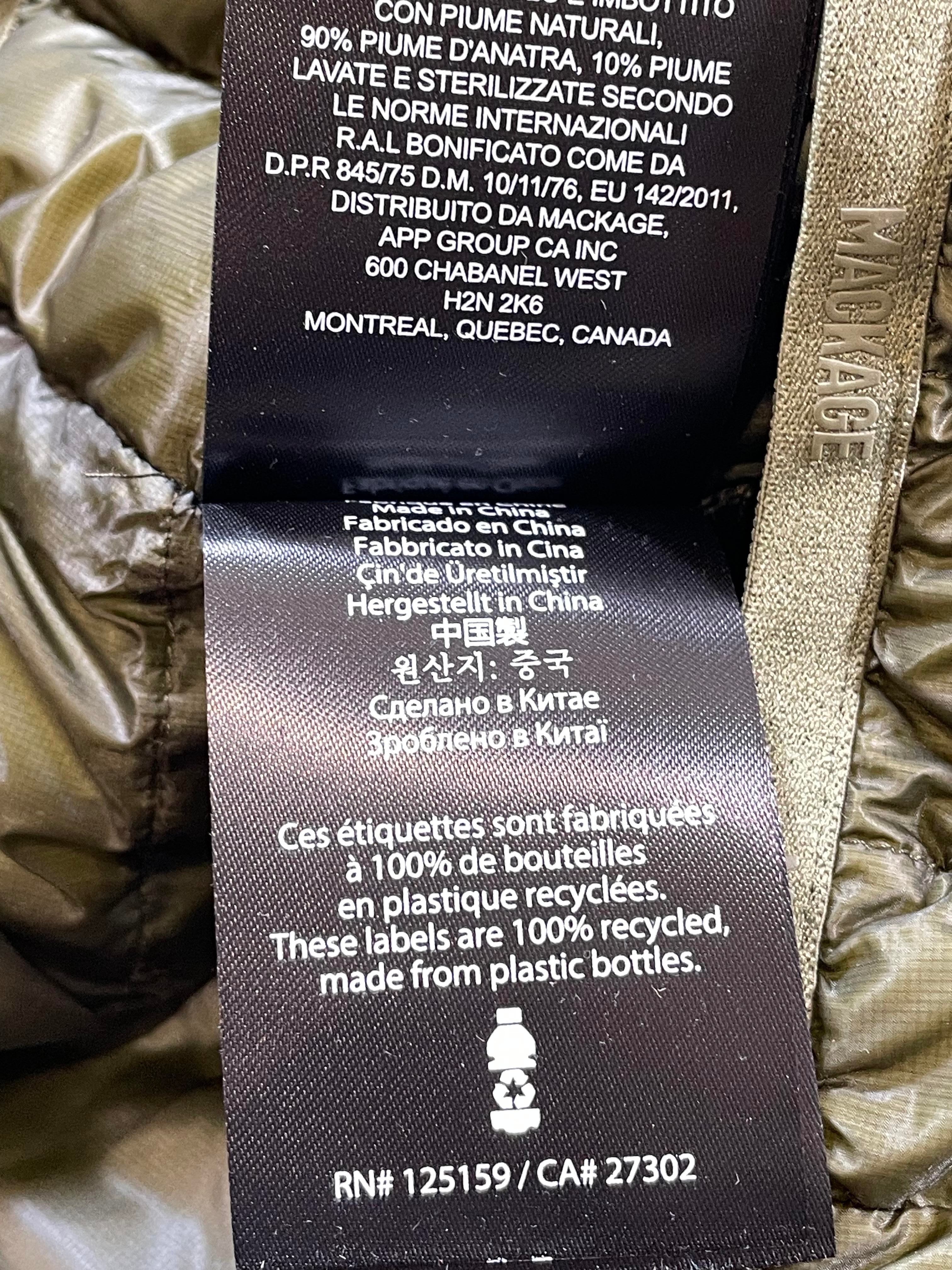 Mackage Down Olive Puffer Vest