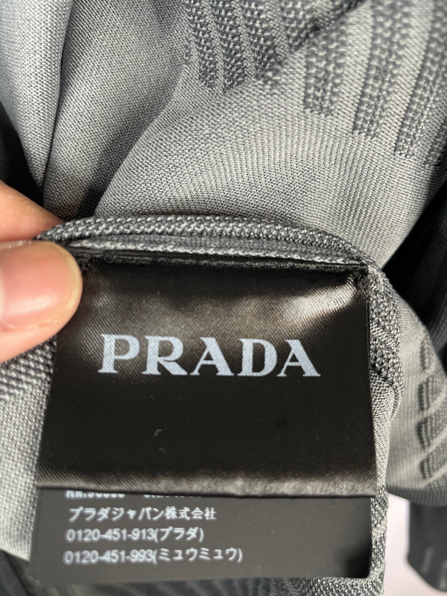 Prada Tech Knit Grey & Green Cardigan