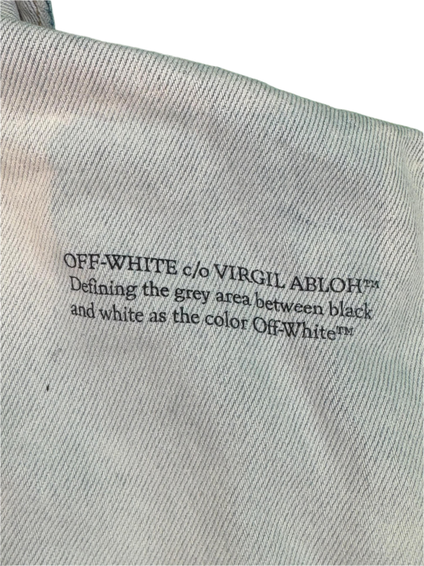 Off White Two Tone Denim Light Wash Blue Jacket