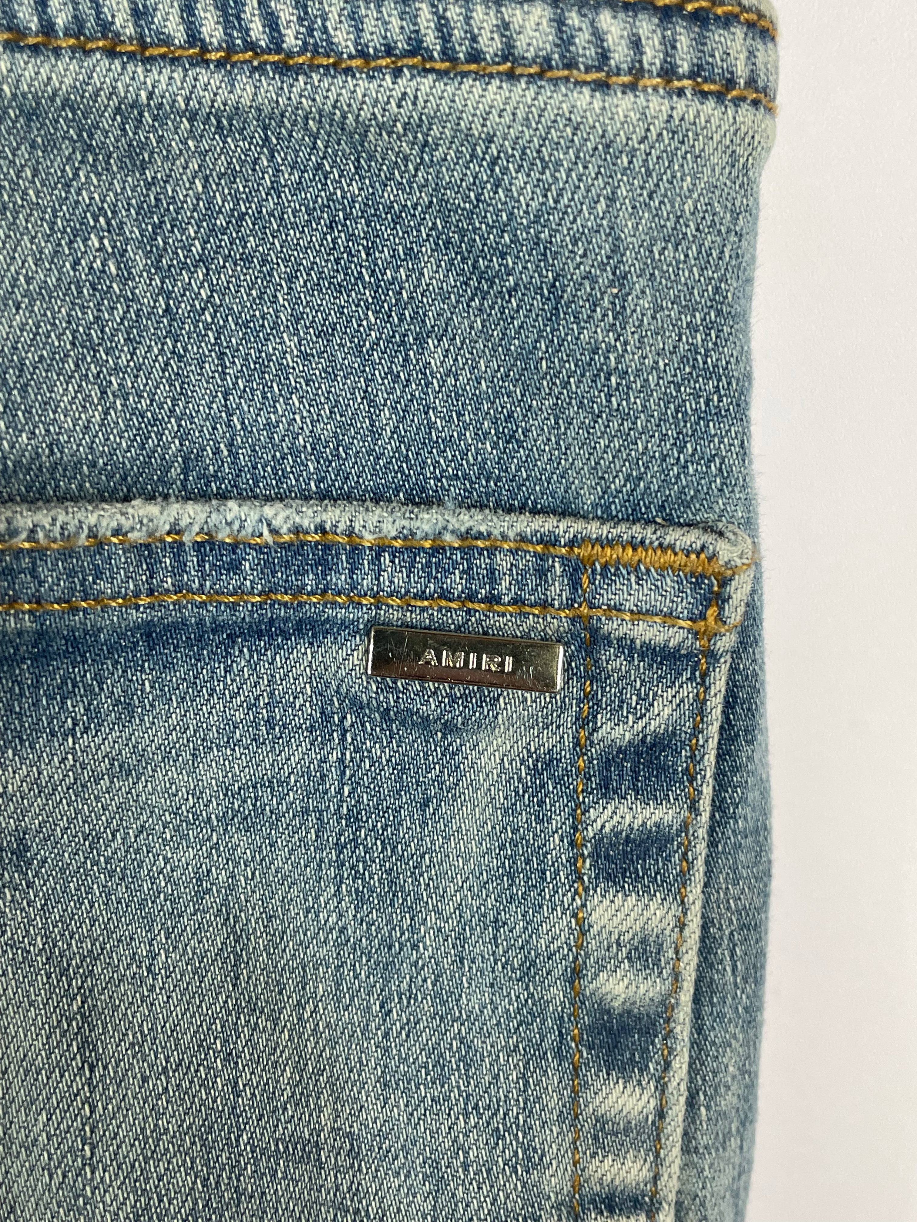 Amiri Jeans Light Wash Cheetah Thrasher Patch Used 36