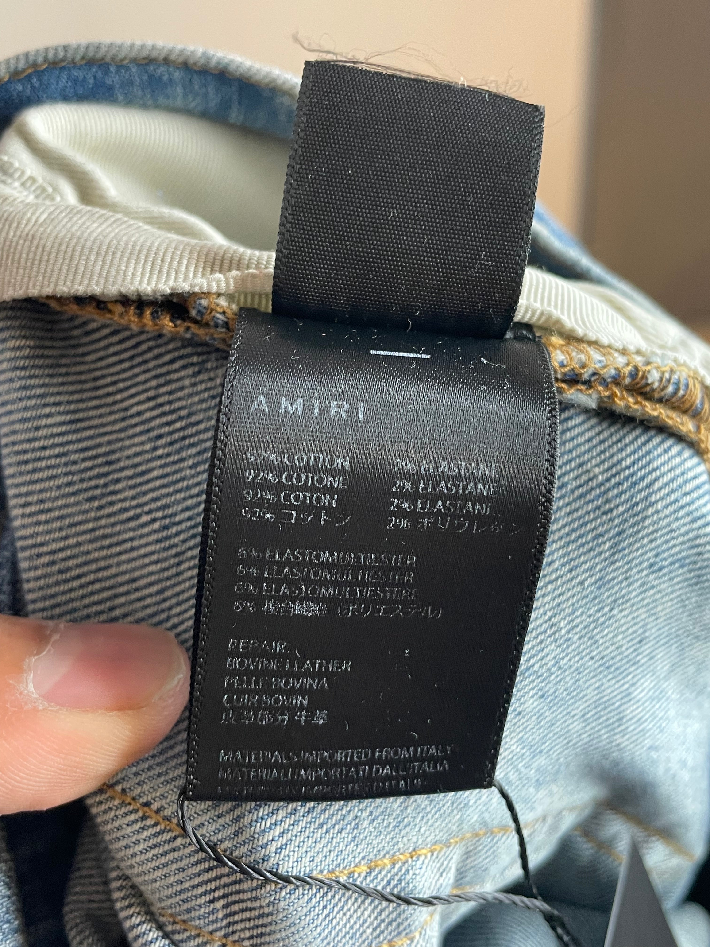 Amiri Jeans Light Wash Cheetah Thrasher Patch Used 36