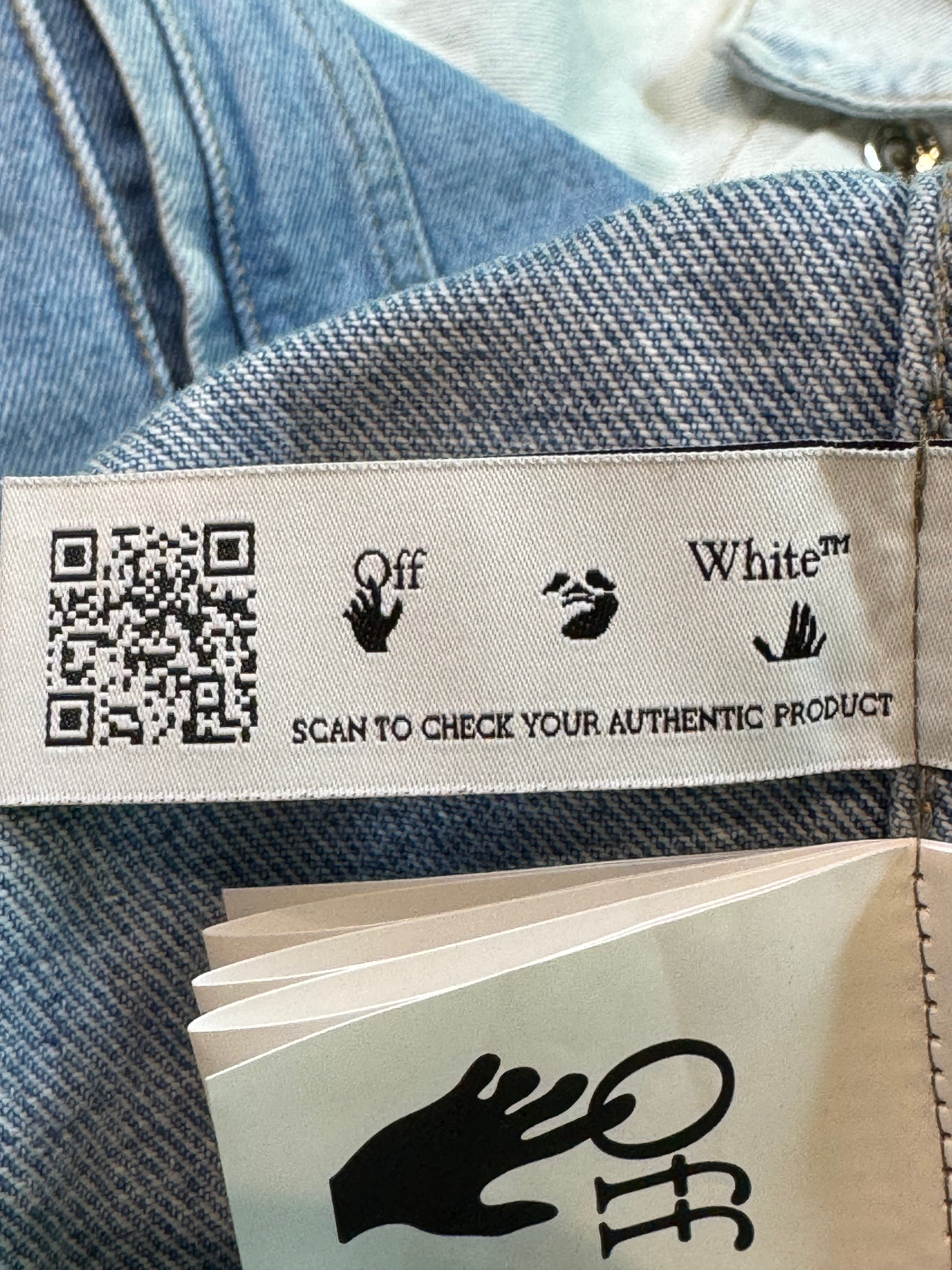 Off White Two Tone Denim Light Wash Blue Jacket