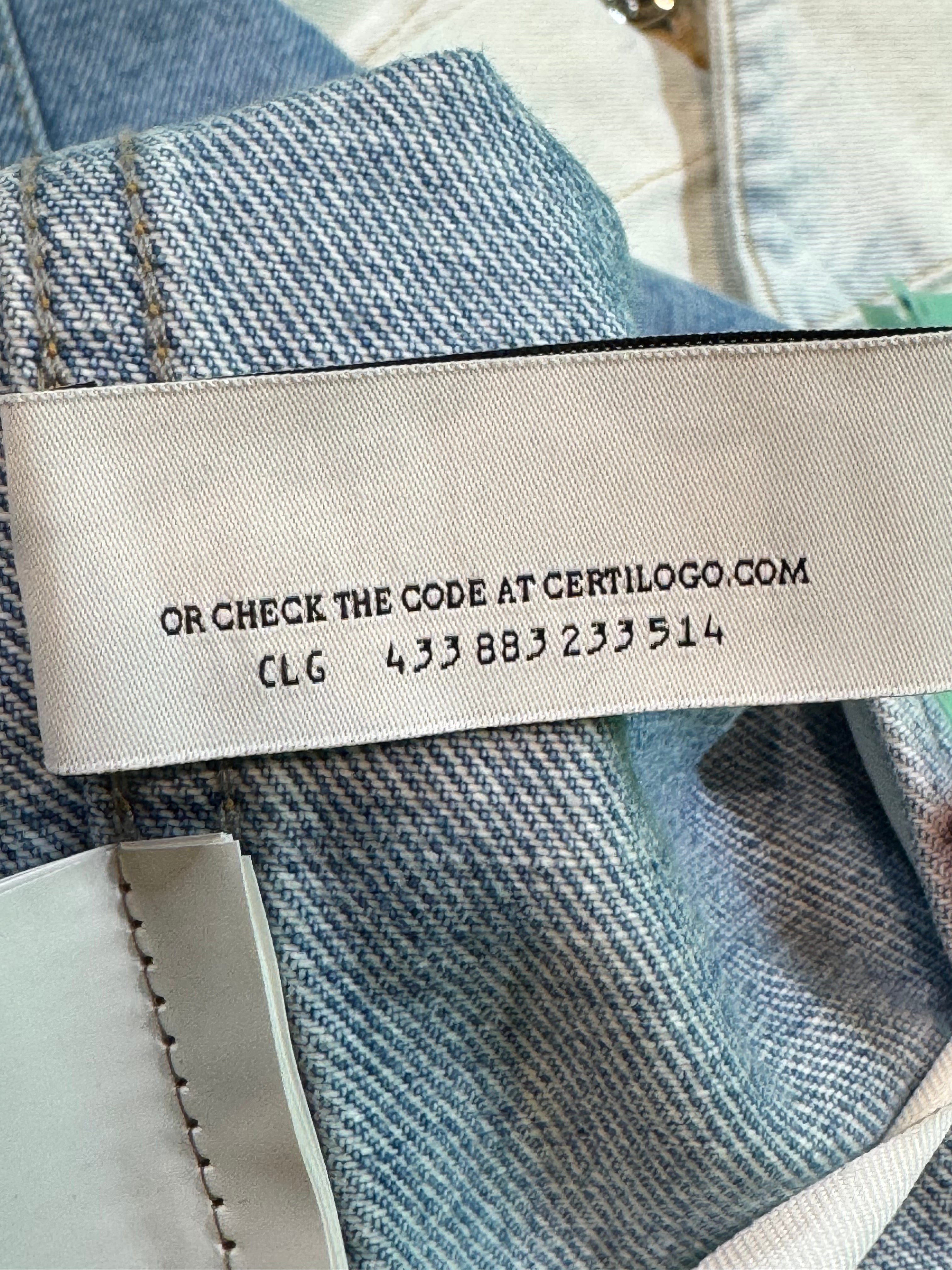 Off White Two Tone Denim Light Wash Blue Jacket