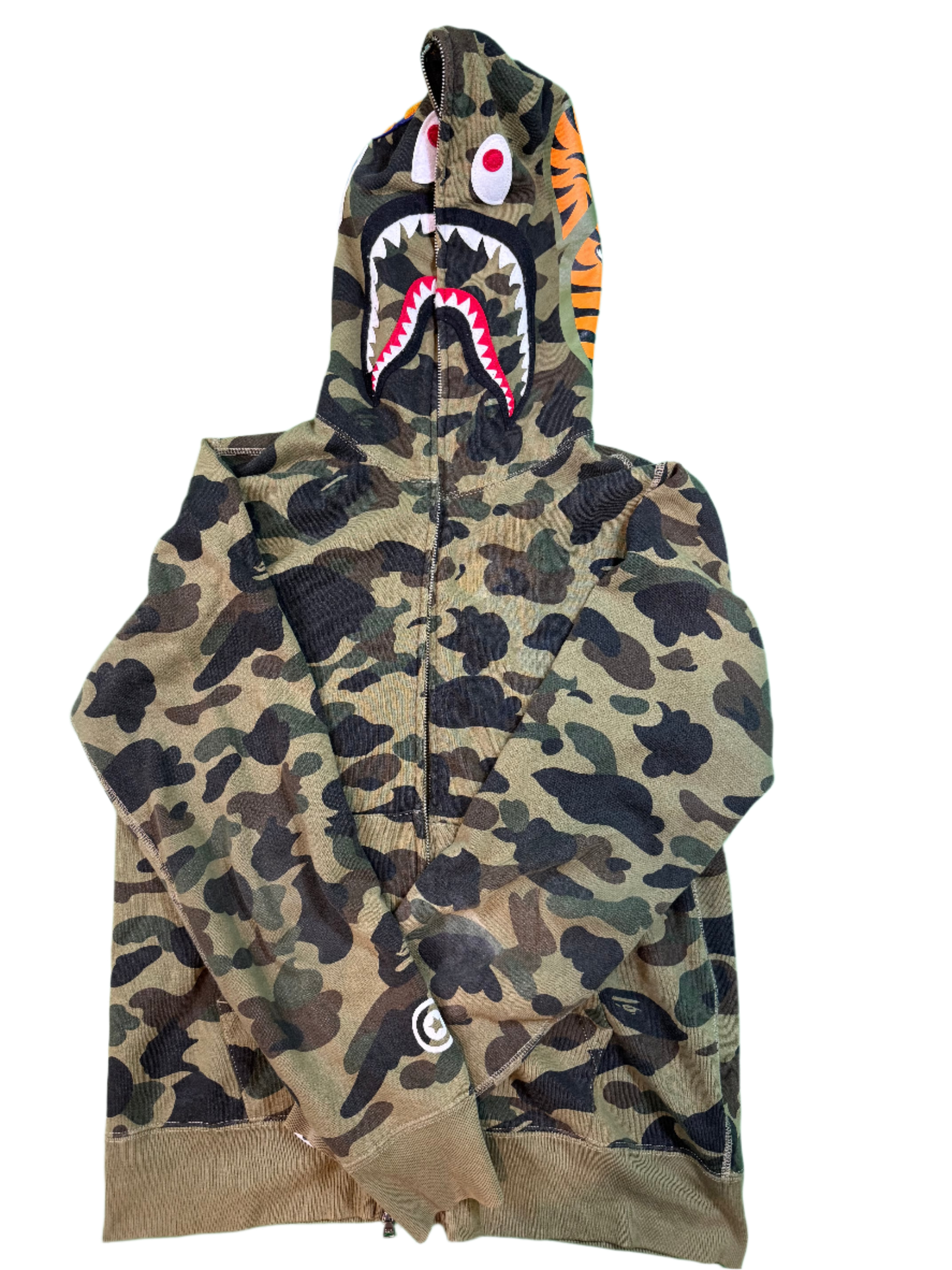 BAPE Green Camo Shark Zip Up Hoodie