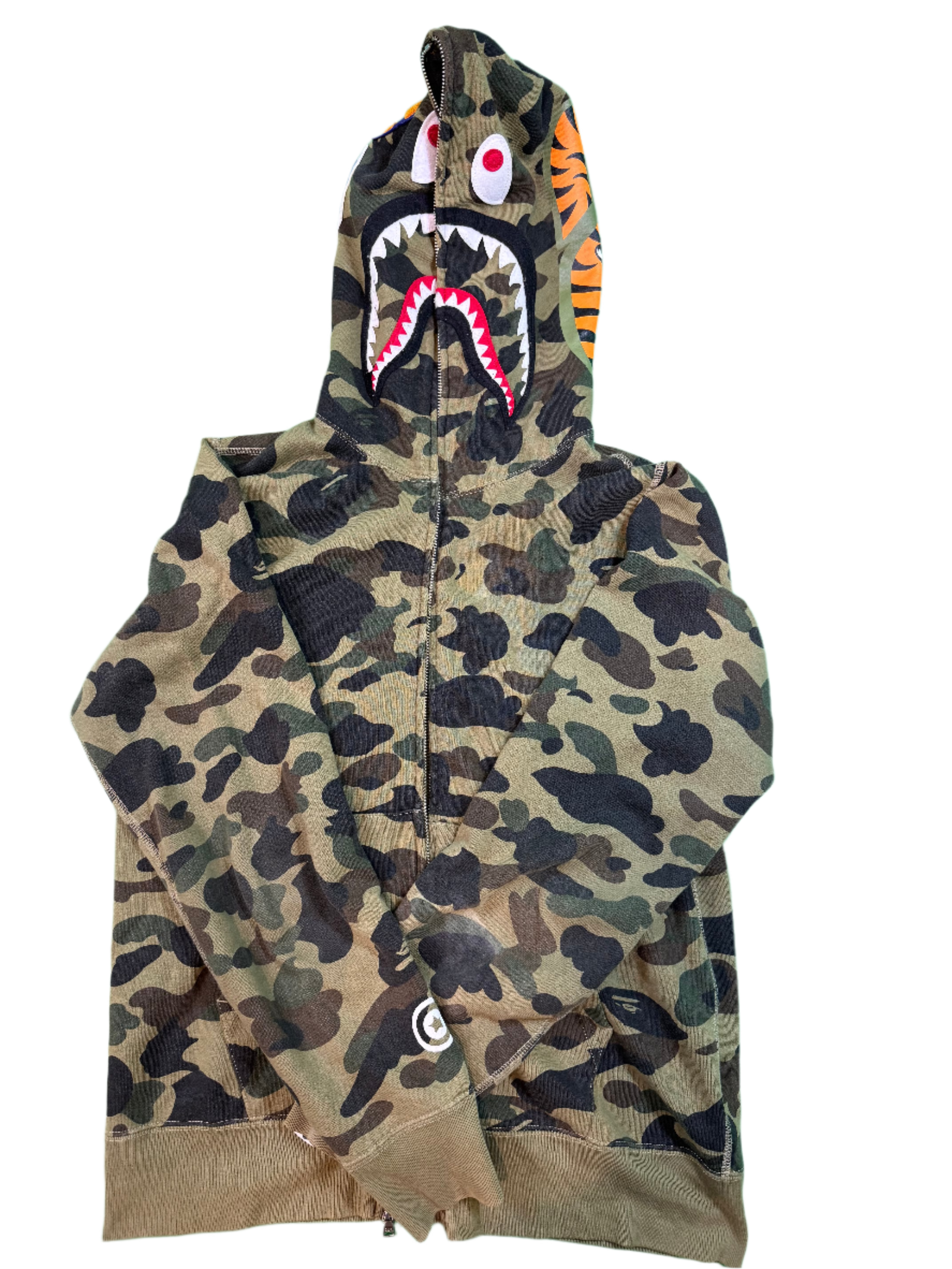 BAPE Green Camo Shark Zip Up Hoodie
