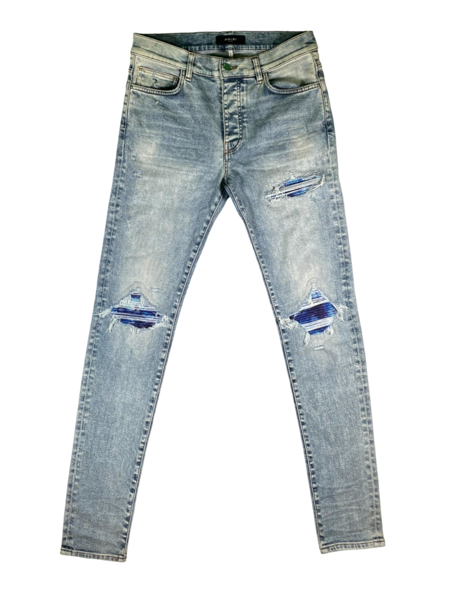 Amiri MX1 Aqua Patch Bleach Wash Jeans
