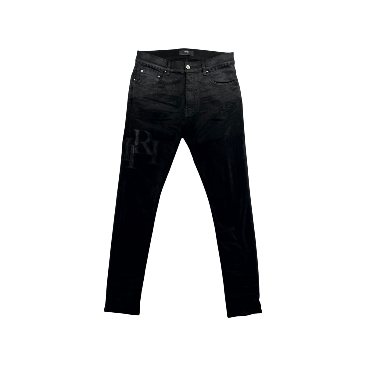 Amiri Staggered Side Logo Black Wax Jeans