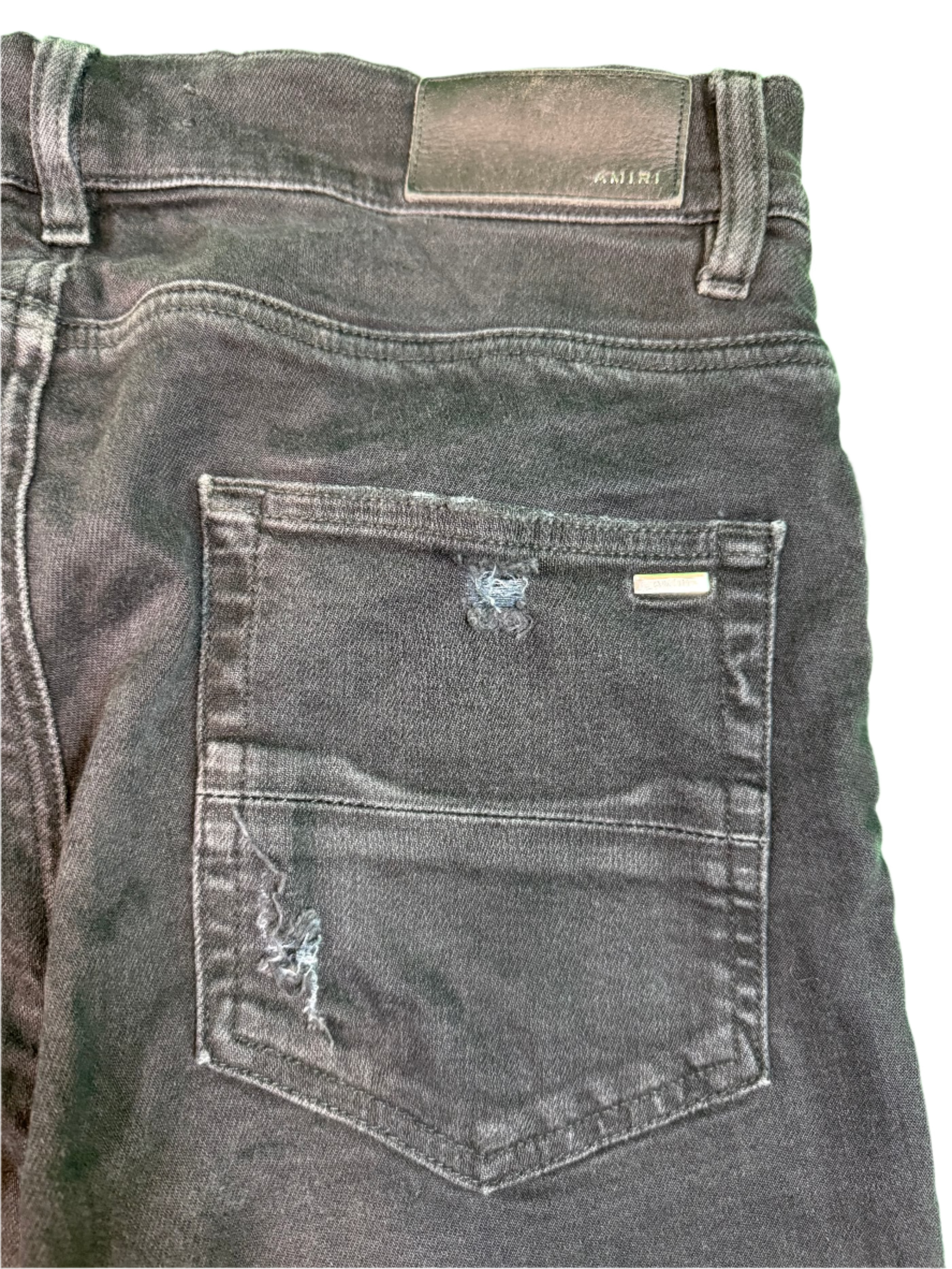 Amiri Thrasher Ripped Knee Black Jeans