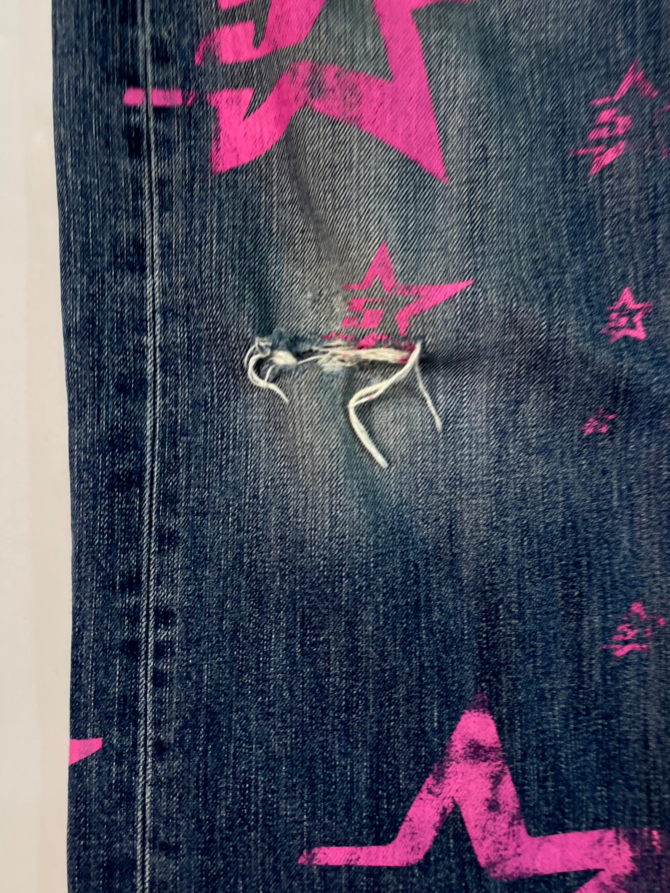 Sp5der Worldwide Light Wash & Pink Jeans