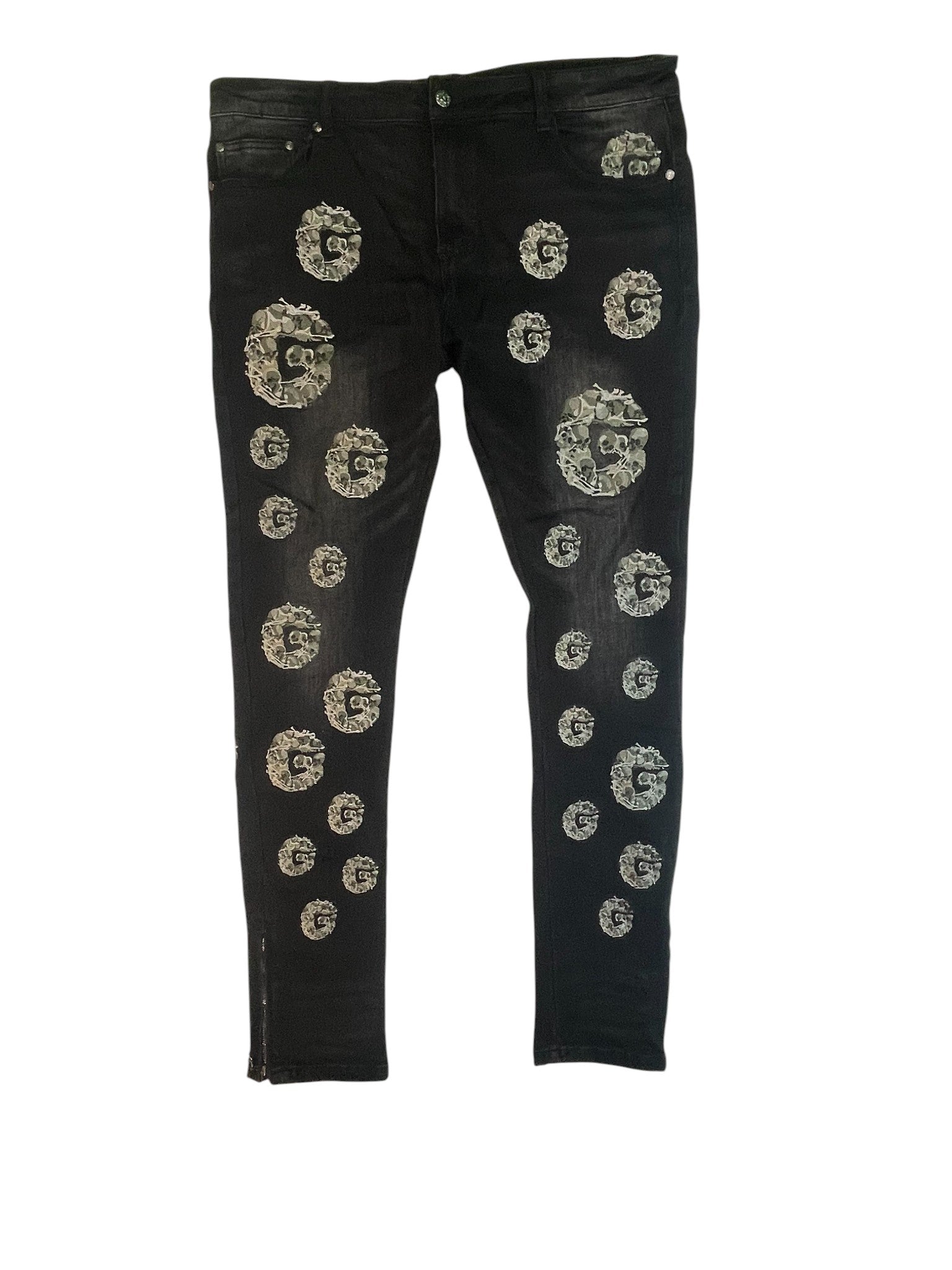 Godspeed 'Skulls Embroidery' Black & Green Jeans