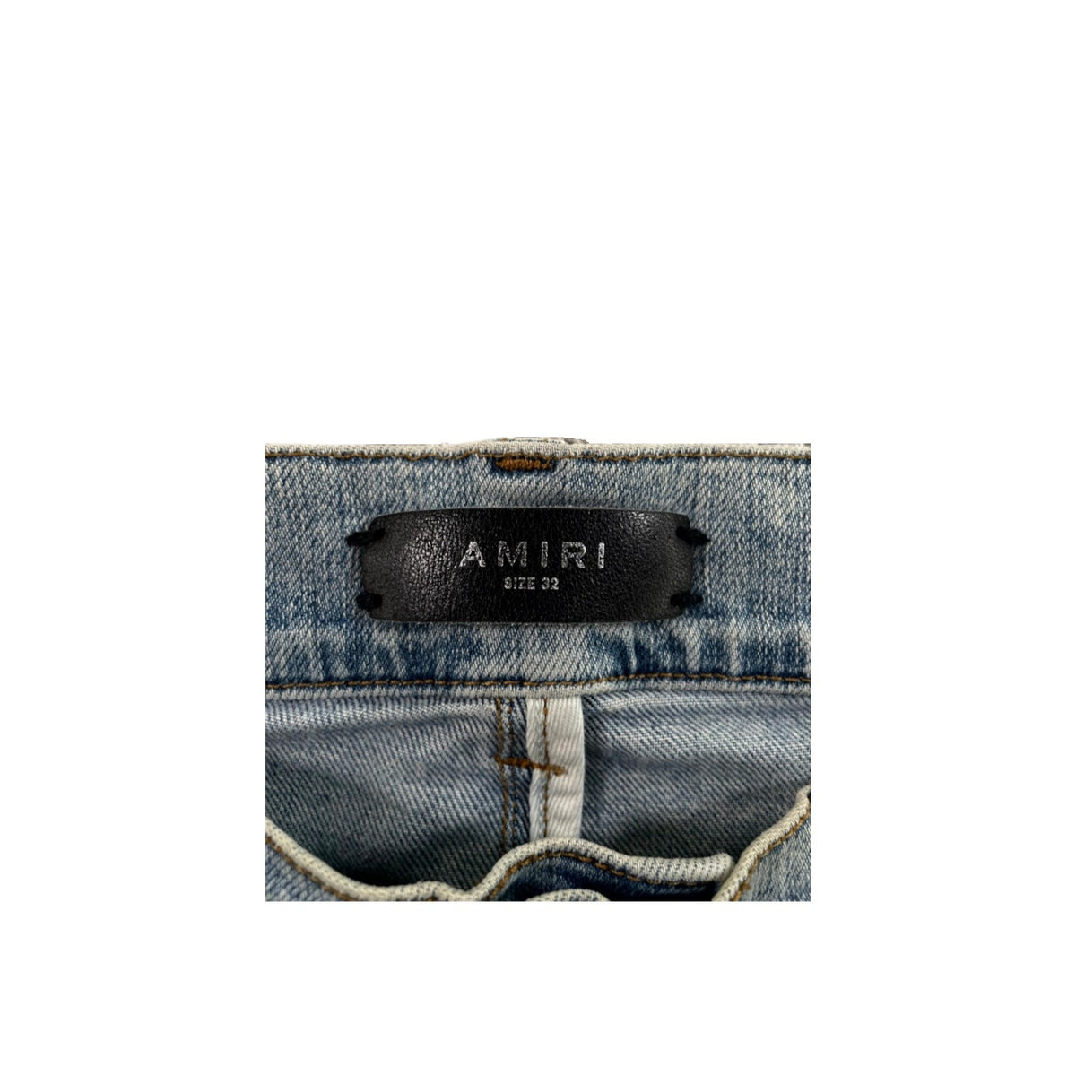 Amiri "MX1" Denim Splatter Patch Light Wash Jeans