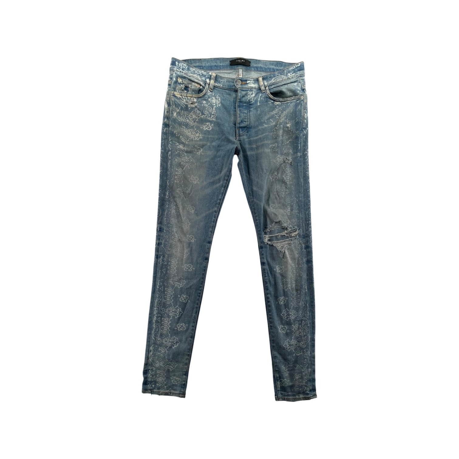 Amiri Paisley Monogram Light Wash Jeans