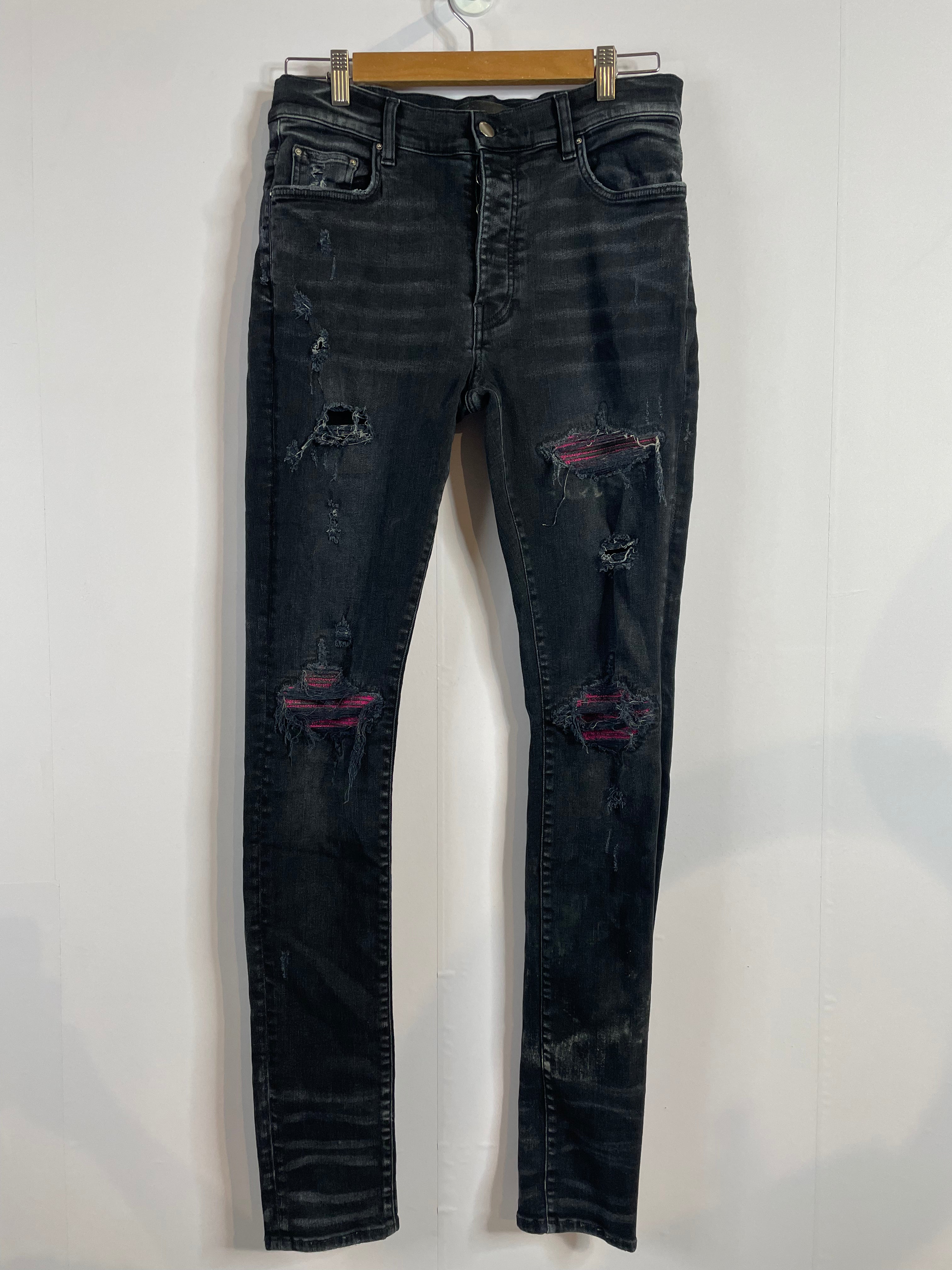 Amiri MX1 Black Pink Crackle Patch Used 32