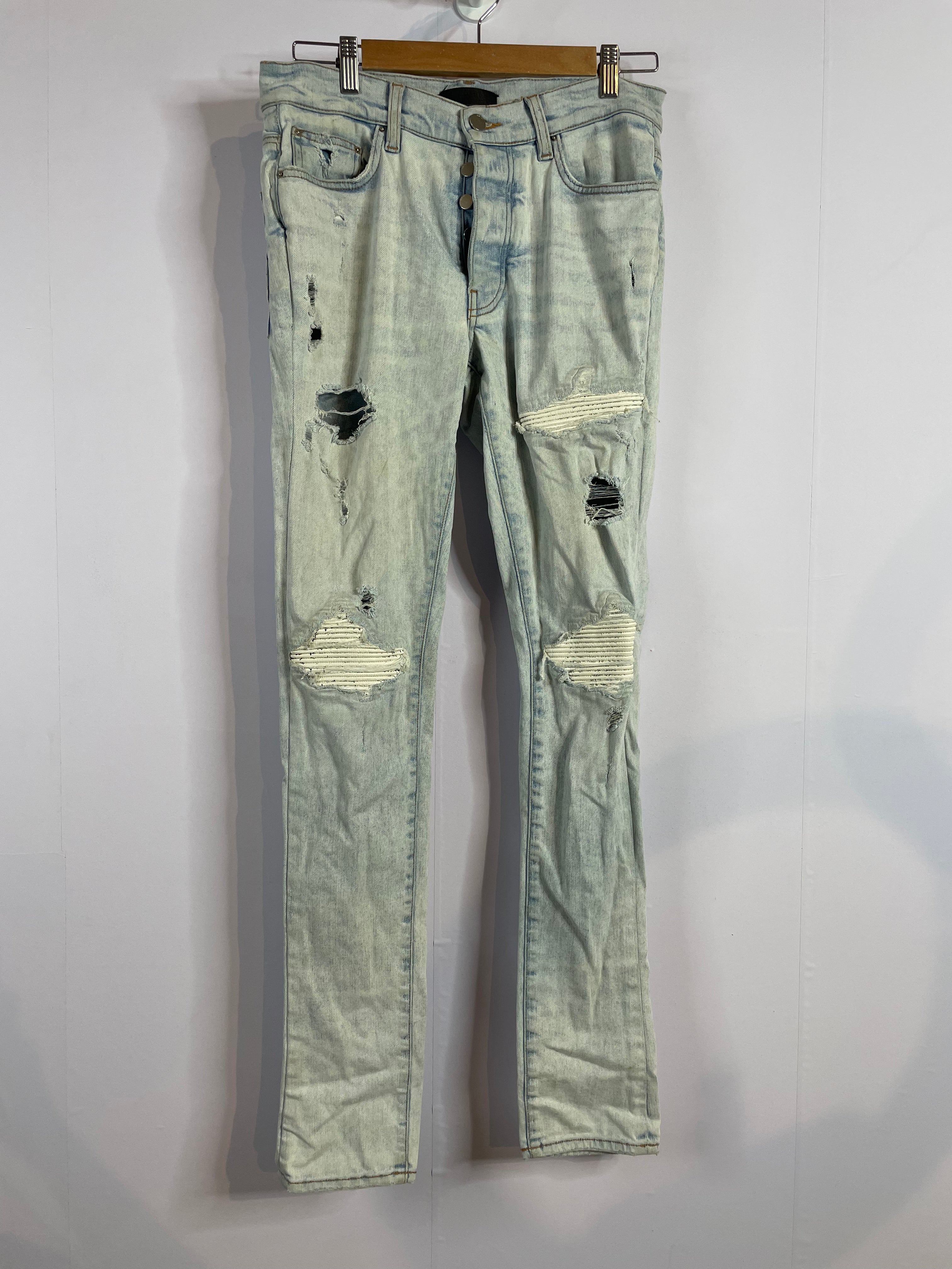 Amiri MX1 Light Wash Zebra Patch (Faded) Used 30 (Tailored)