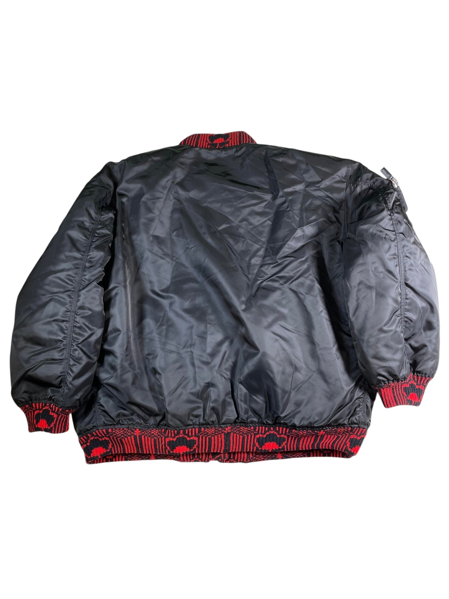 Prada Raf Simmons Black & Red Nylon Bomber Jacket