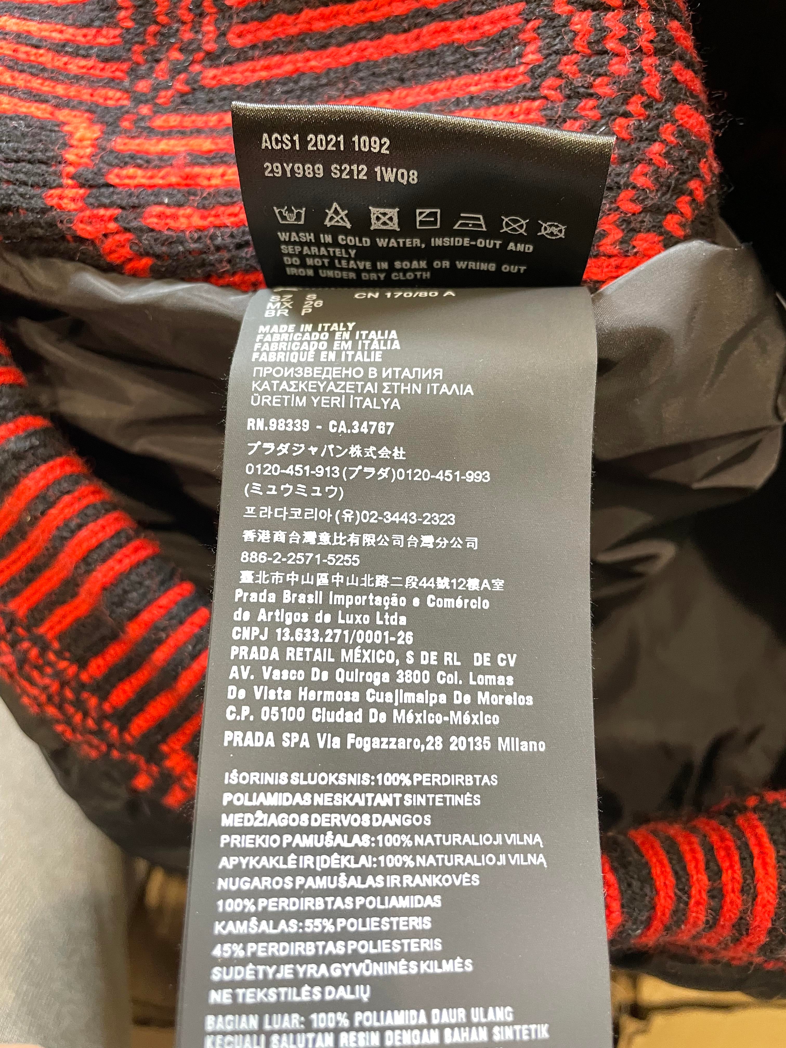 Prada Raf Simmons Black & Red Nylon Bomber Jacket