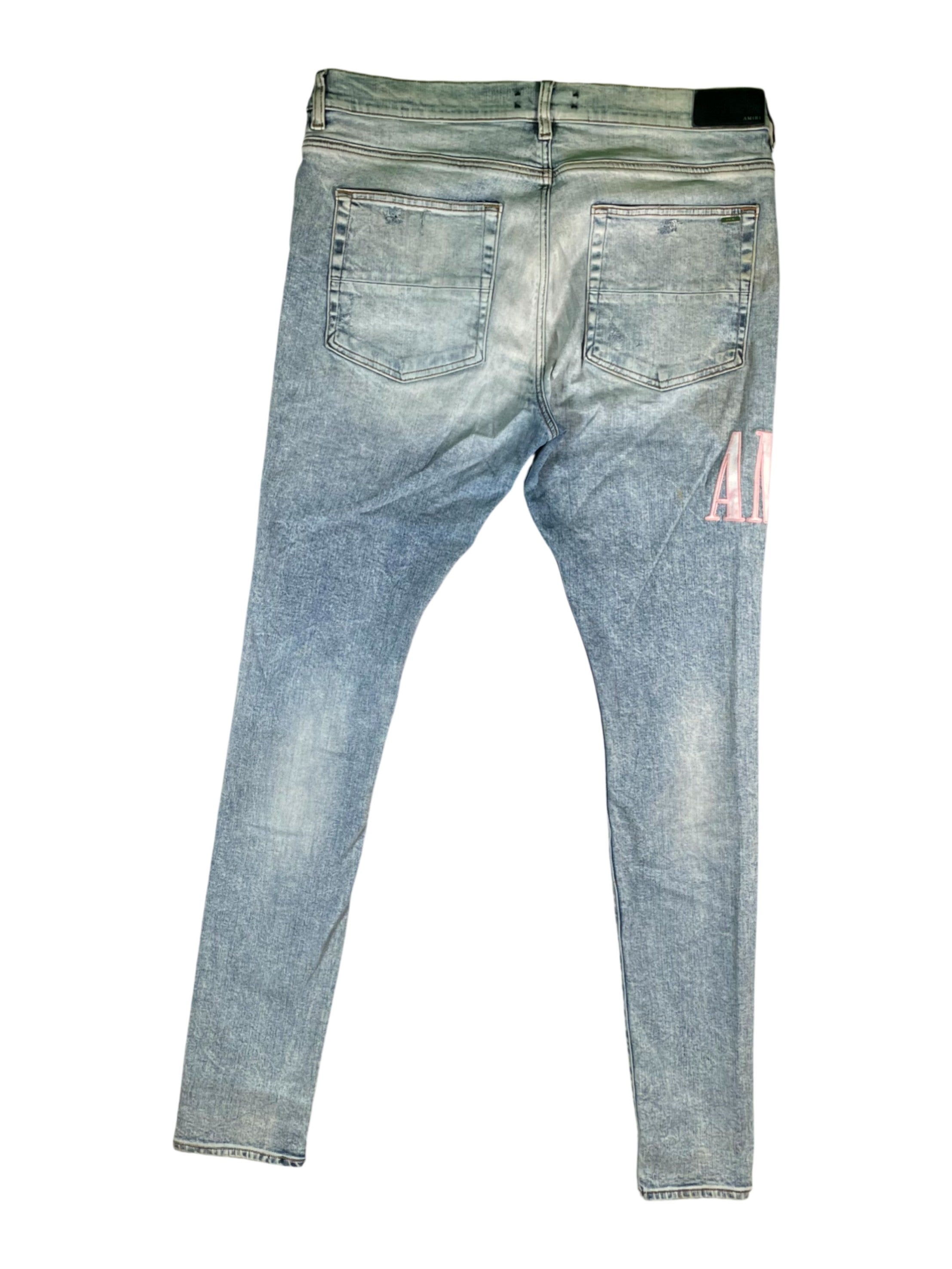 Amiri "Side Logo" Light Wash & Pink Jeans