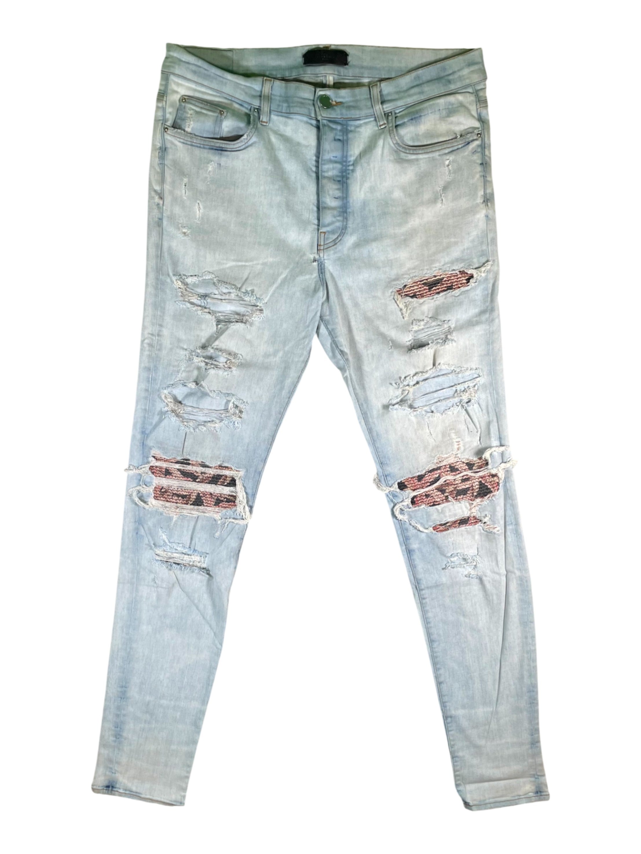 Amiri MX1 patch Light Wash & Redish Black Jeans