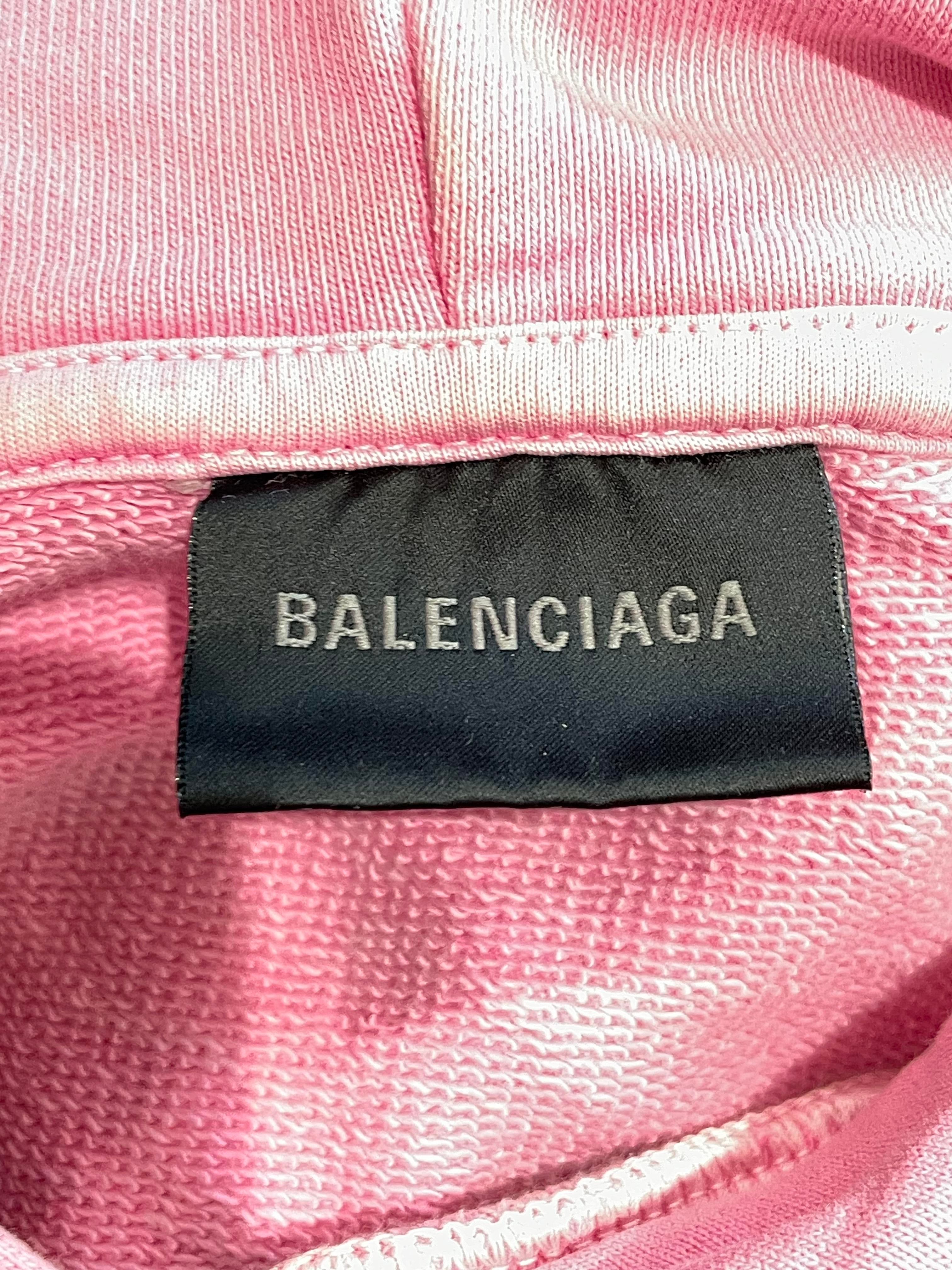 Balenciaga Embroidered Logo Hoodie Pink Black