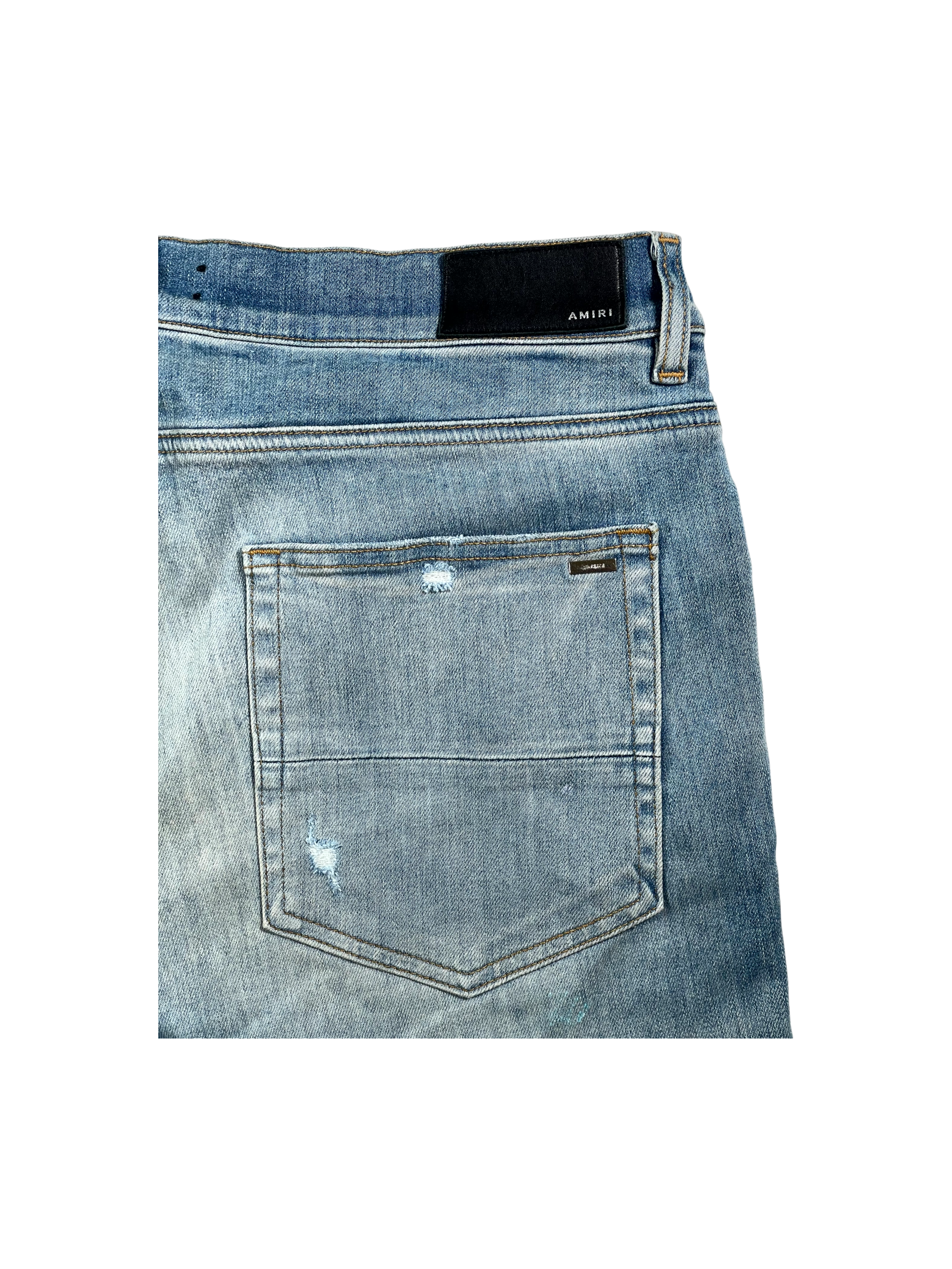 Amiri MX2 Plaid Patch Light Wash, Orange & Blue Jeans