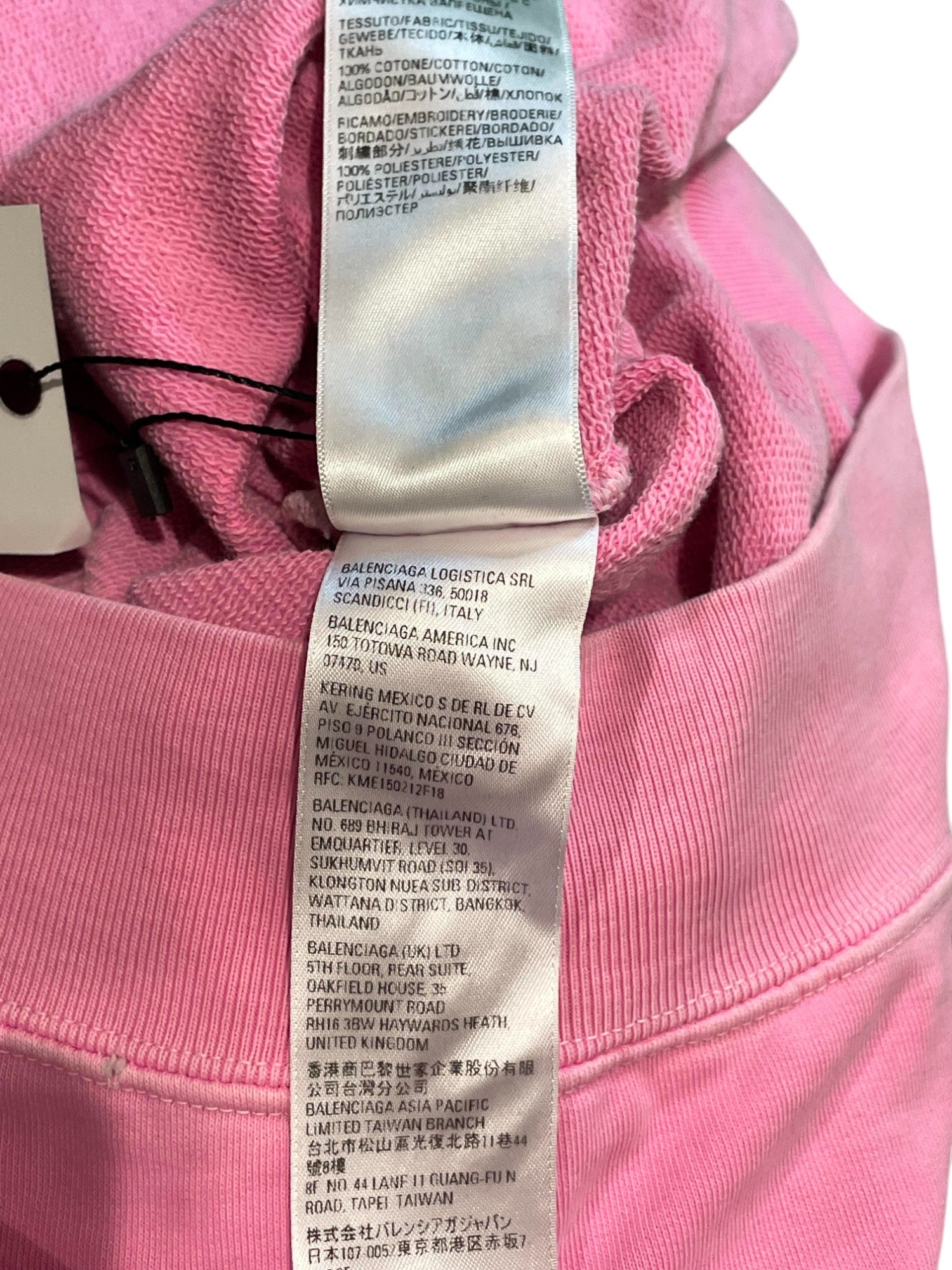 Balenciaga Embroidered Logo Hoodie Pink Black