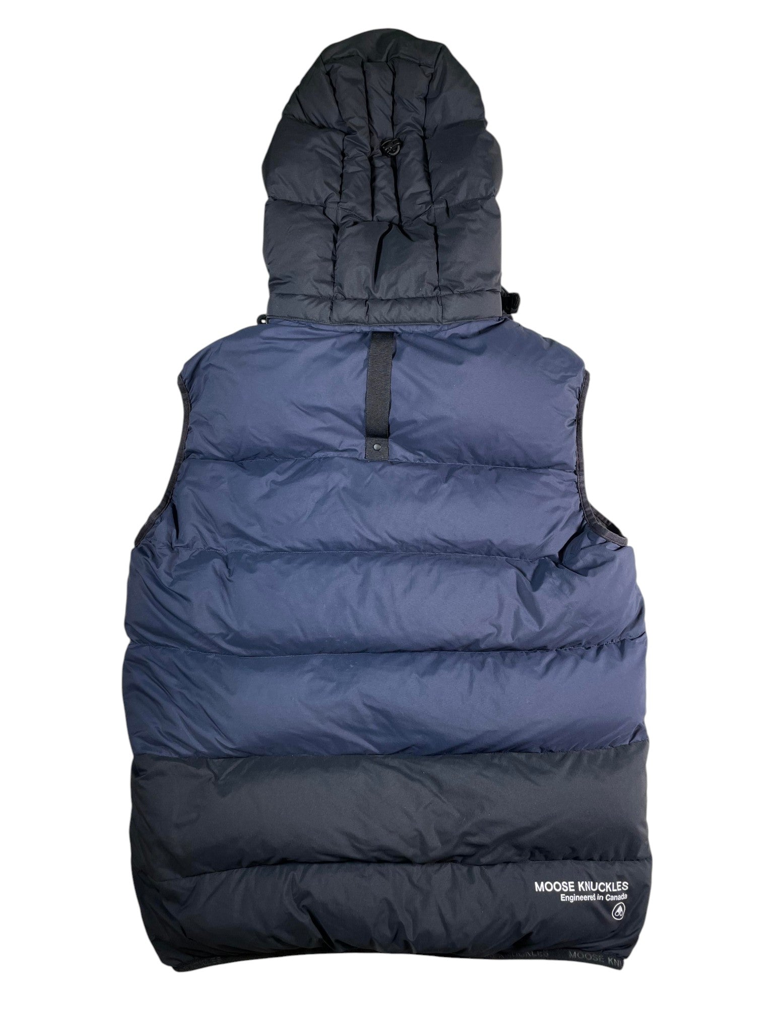 Moose Knuckles Navy Hooded Puffer Vest