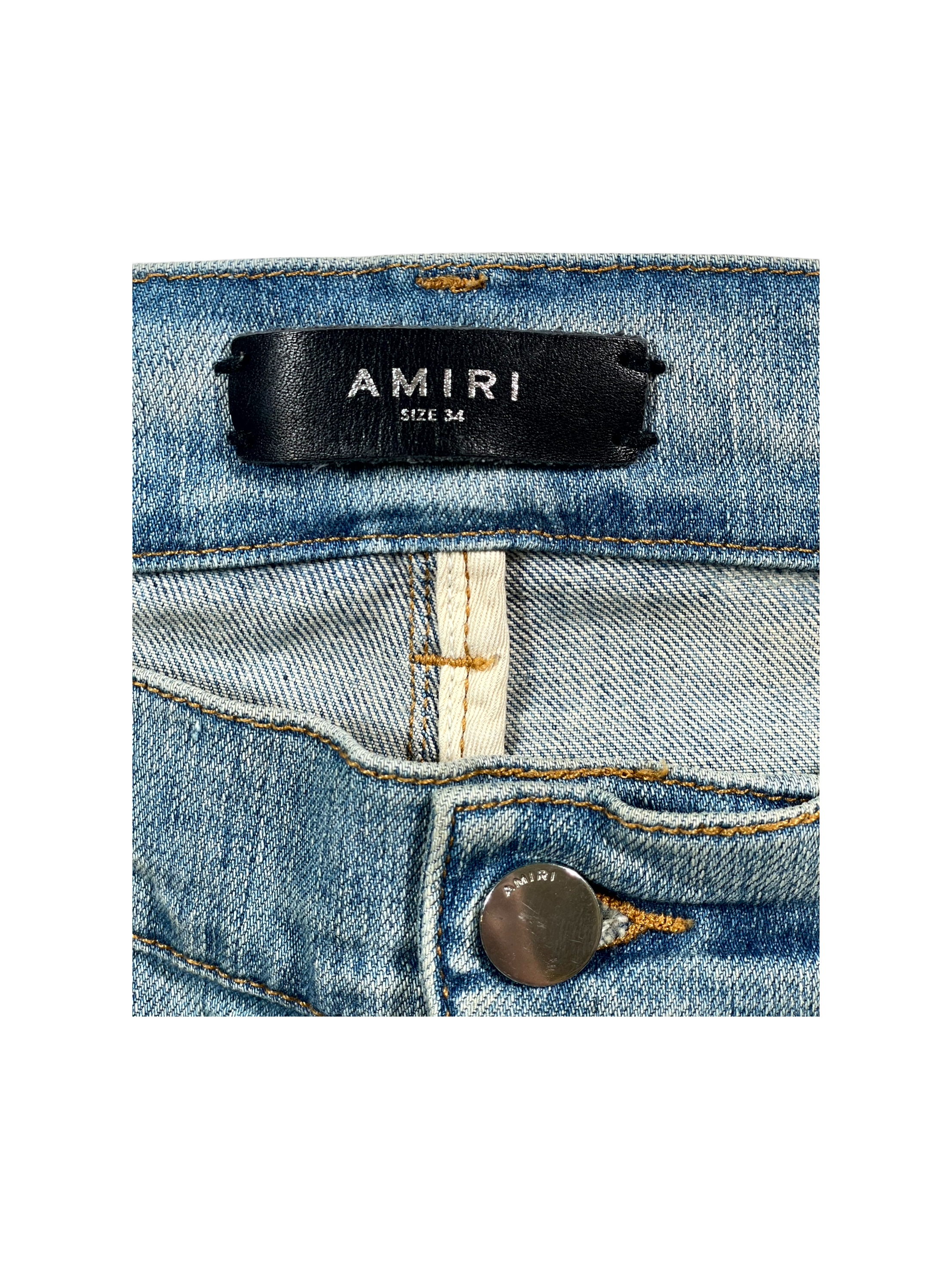 Amiri Cheetah Thrasher Patch Light Wash Jeans