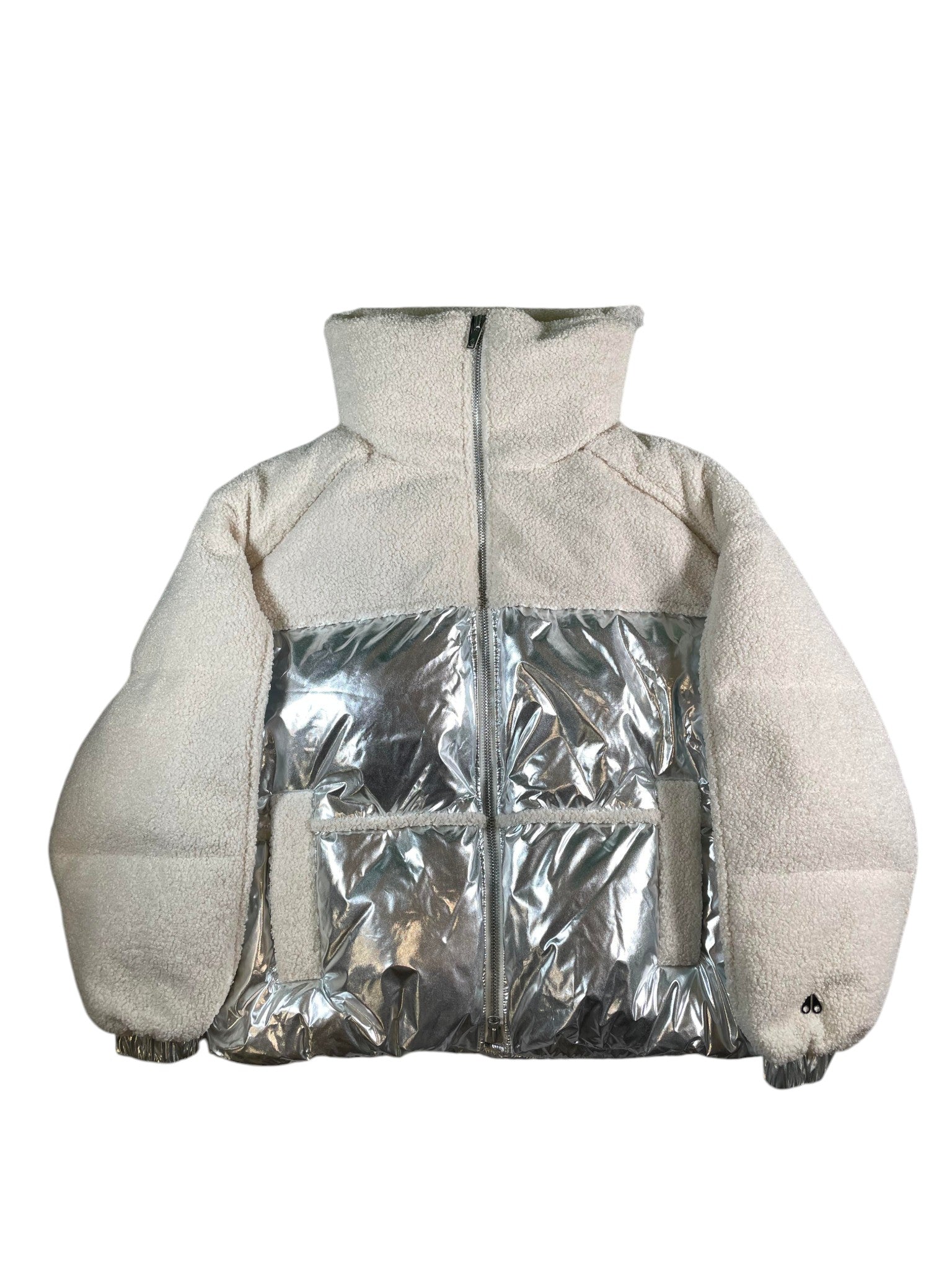 Moose Knuckles Ivry Elmira Sherpa Silver Puffer Jacket