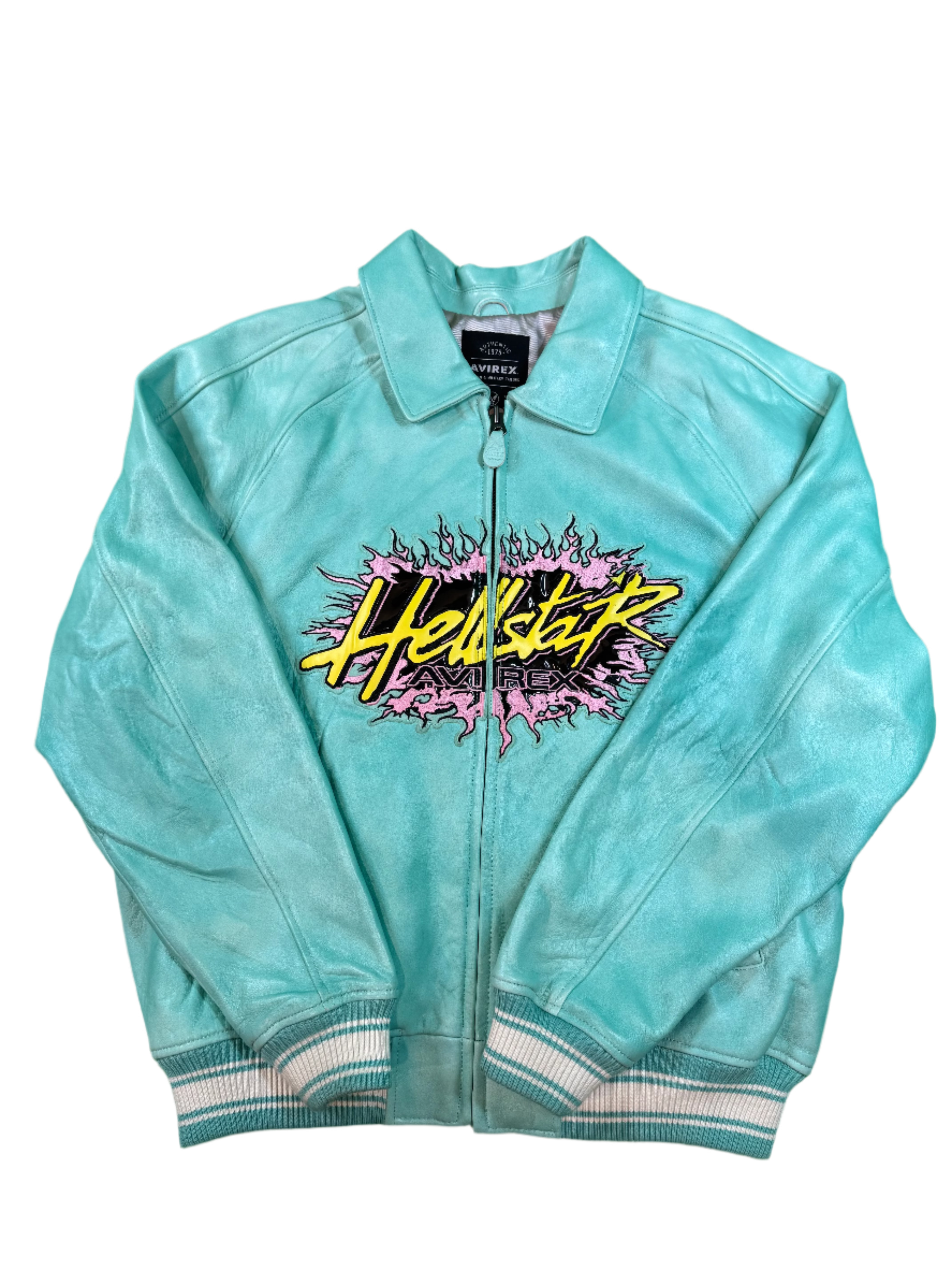Hellstar x Avirex Icon Turquoise Leather Jacket