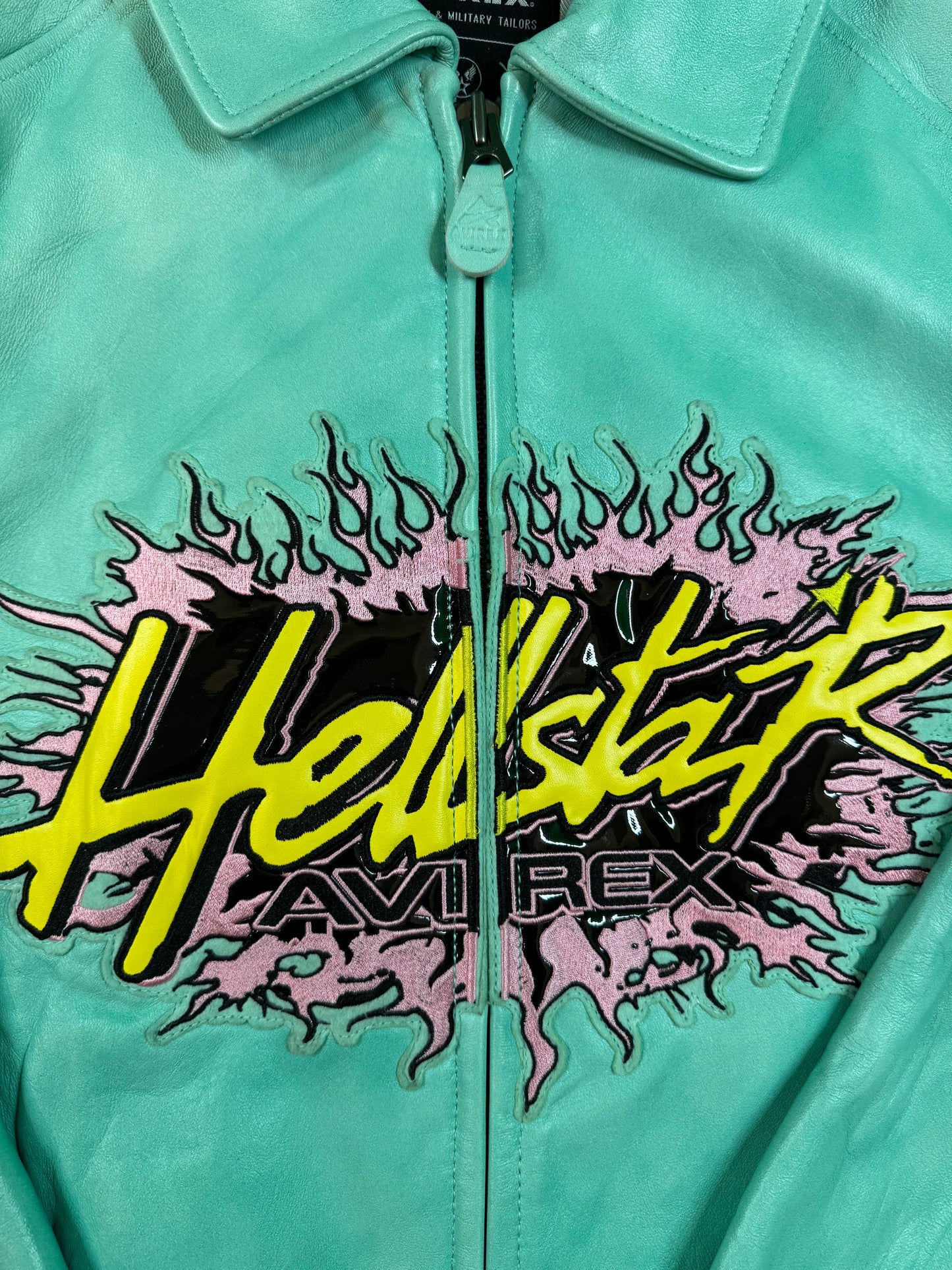 Hellstar x Avirex Icon Turquoise Leather Jacket
