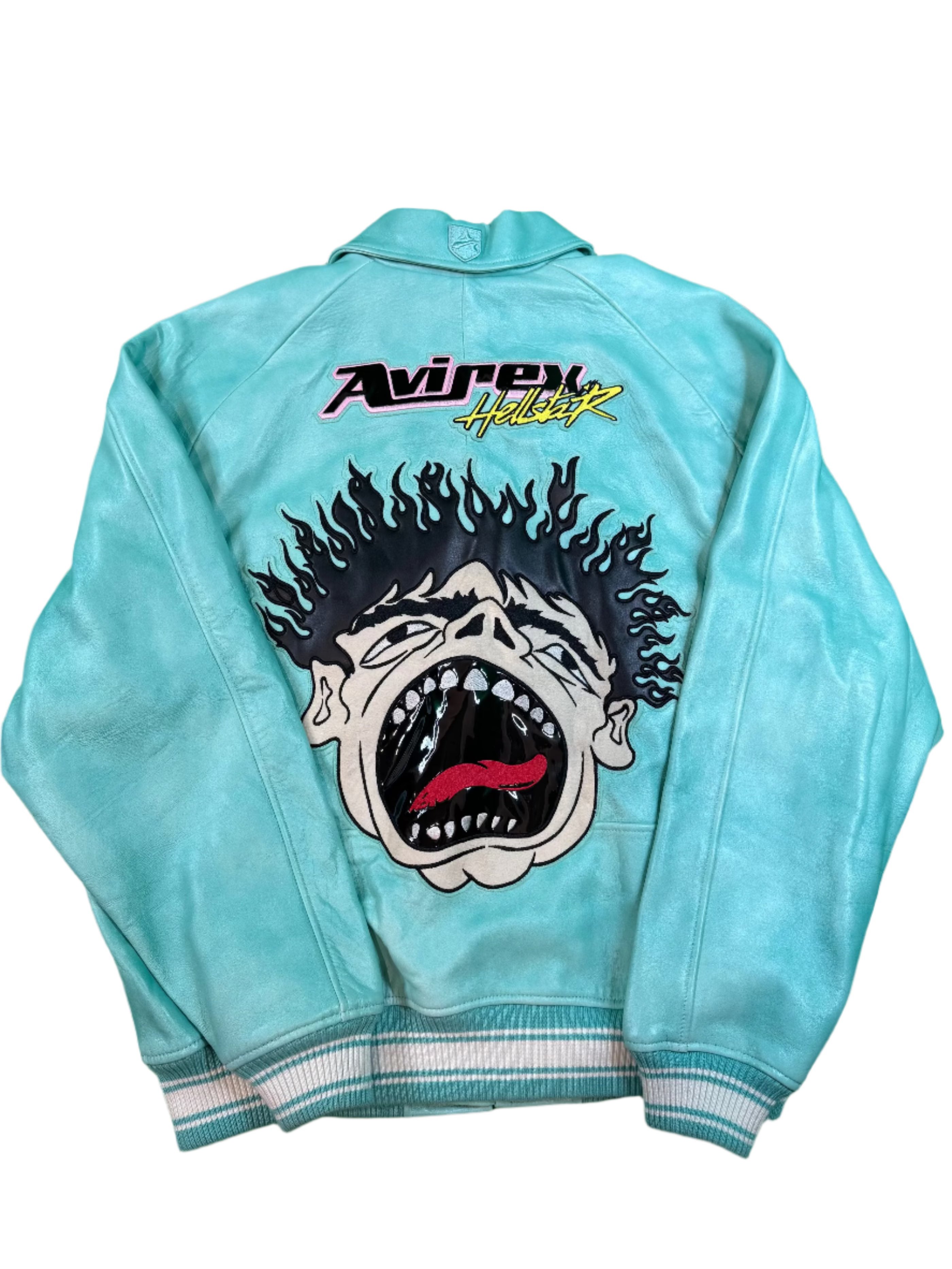Hellstar x Avirex Icon Turquoise Leather Jacket