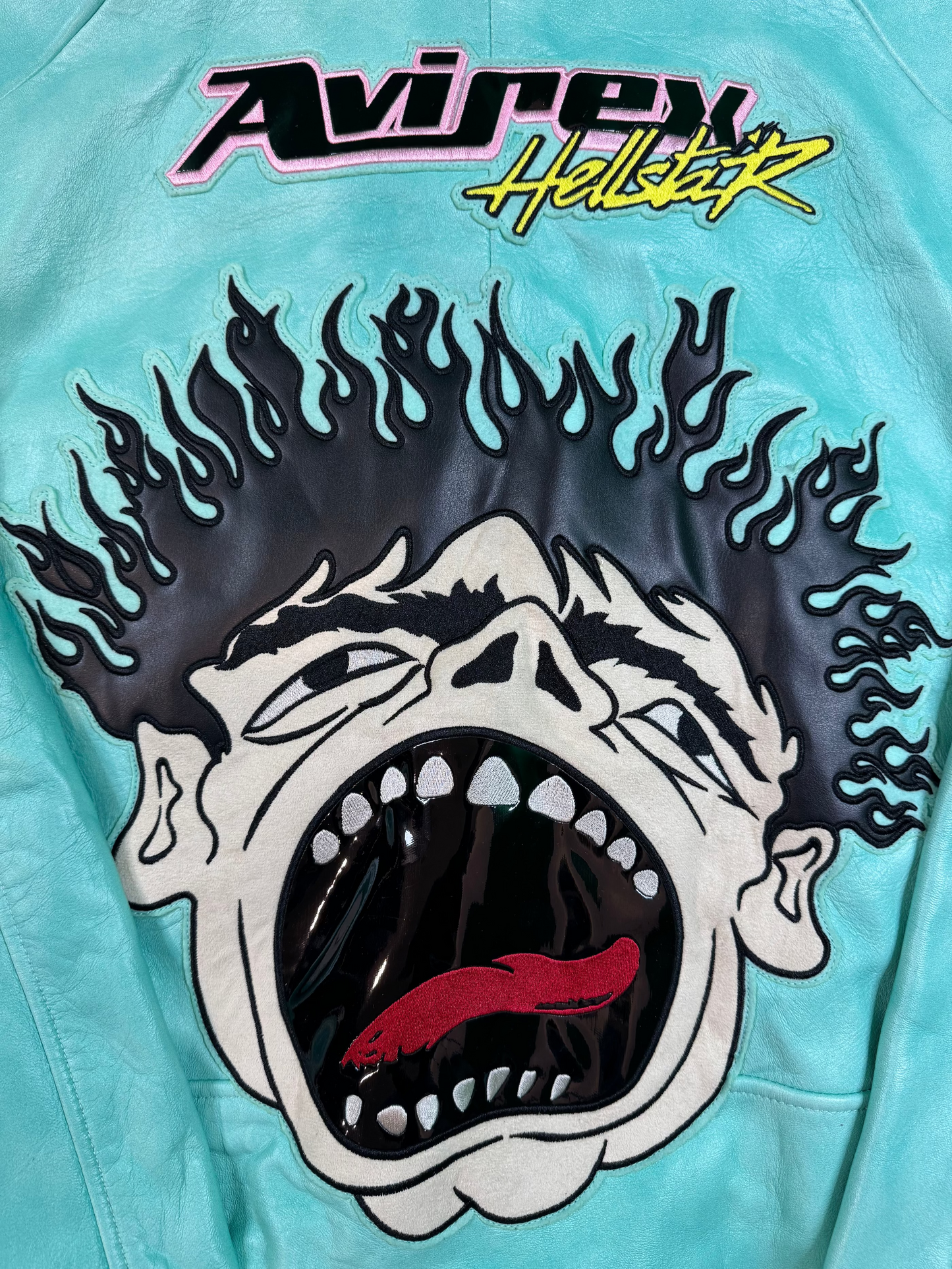 Hellstar x Avirex Icon Turquoise Leather Jacket