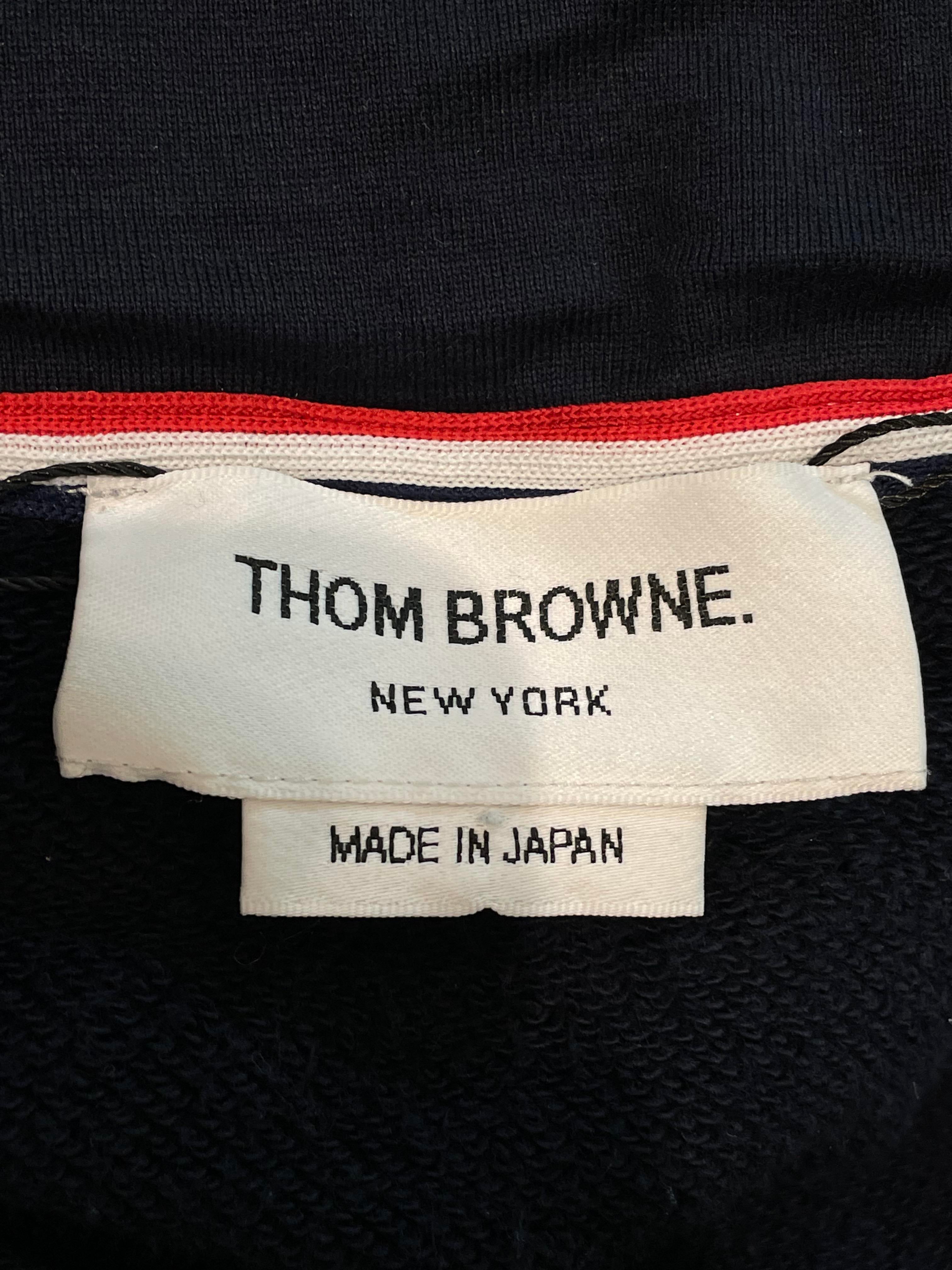 Thom Browne Navy Zip Up Hoodie
