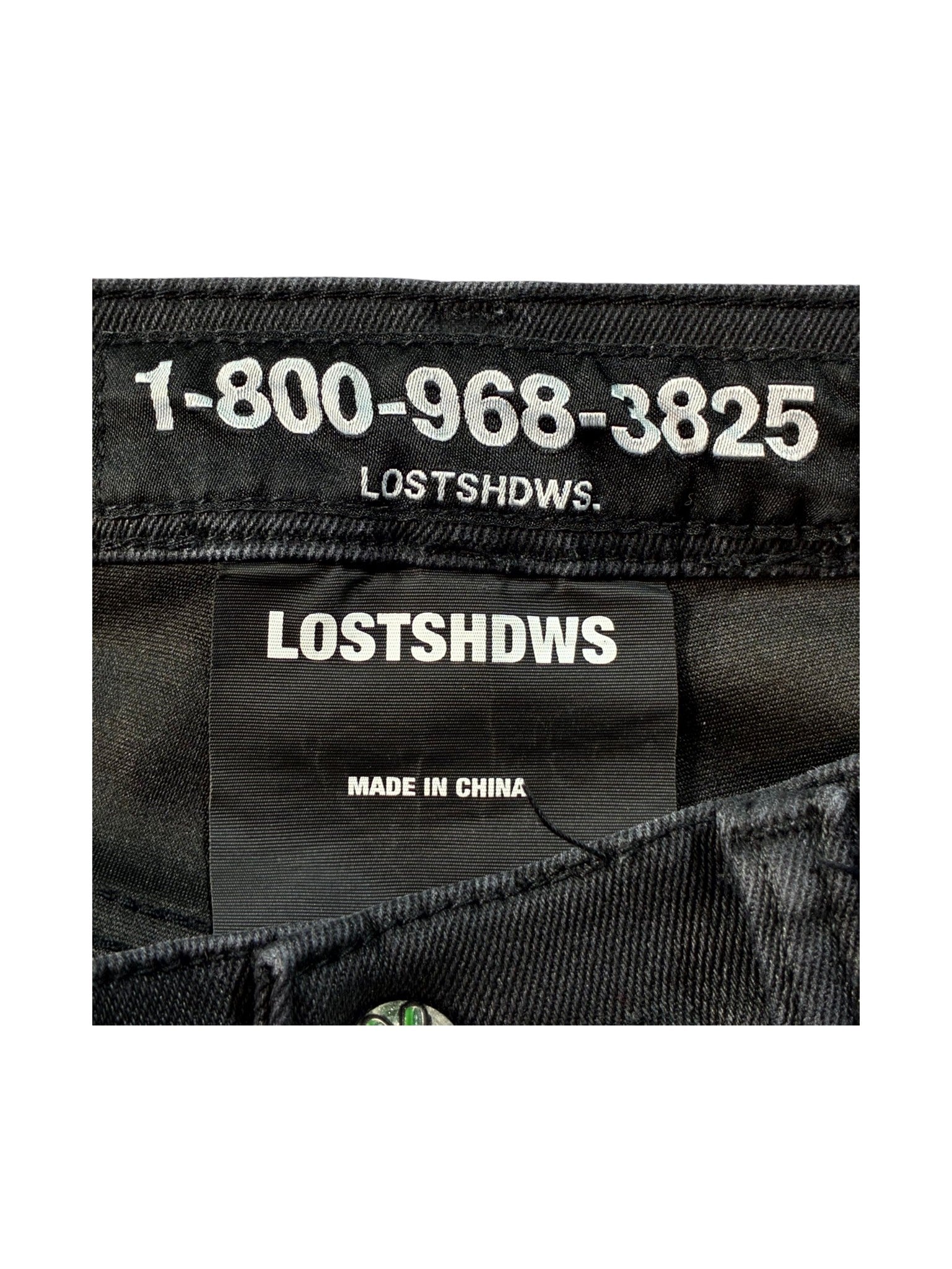 LOST SHDWS "Wax" Black & Green Jeans