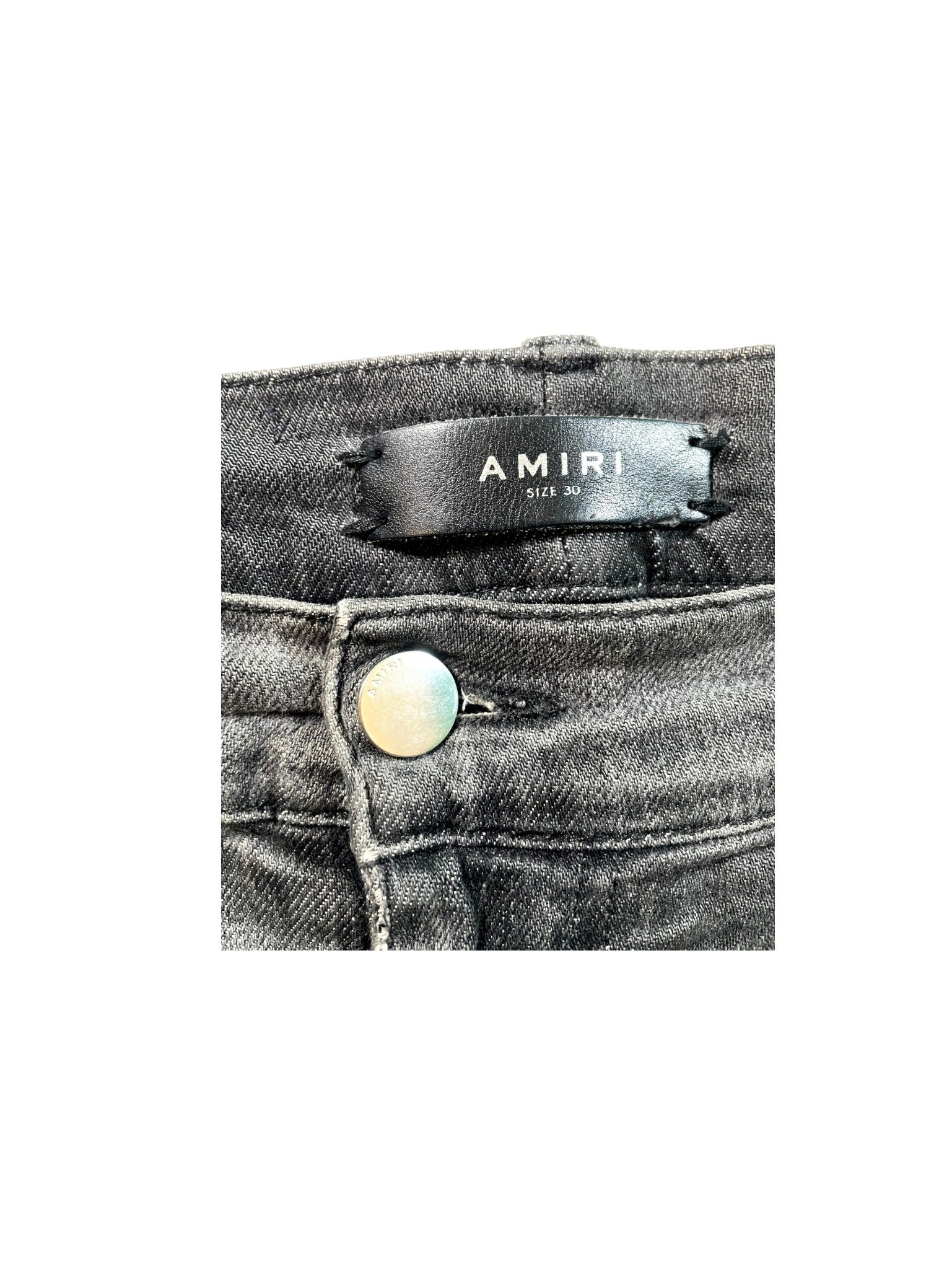 Amiri Splatter Ripped Grey & Teal Jeans