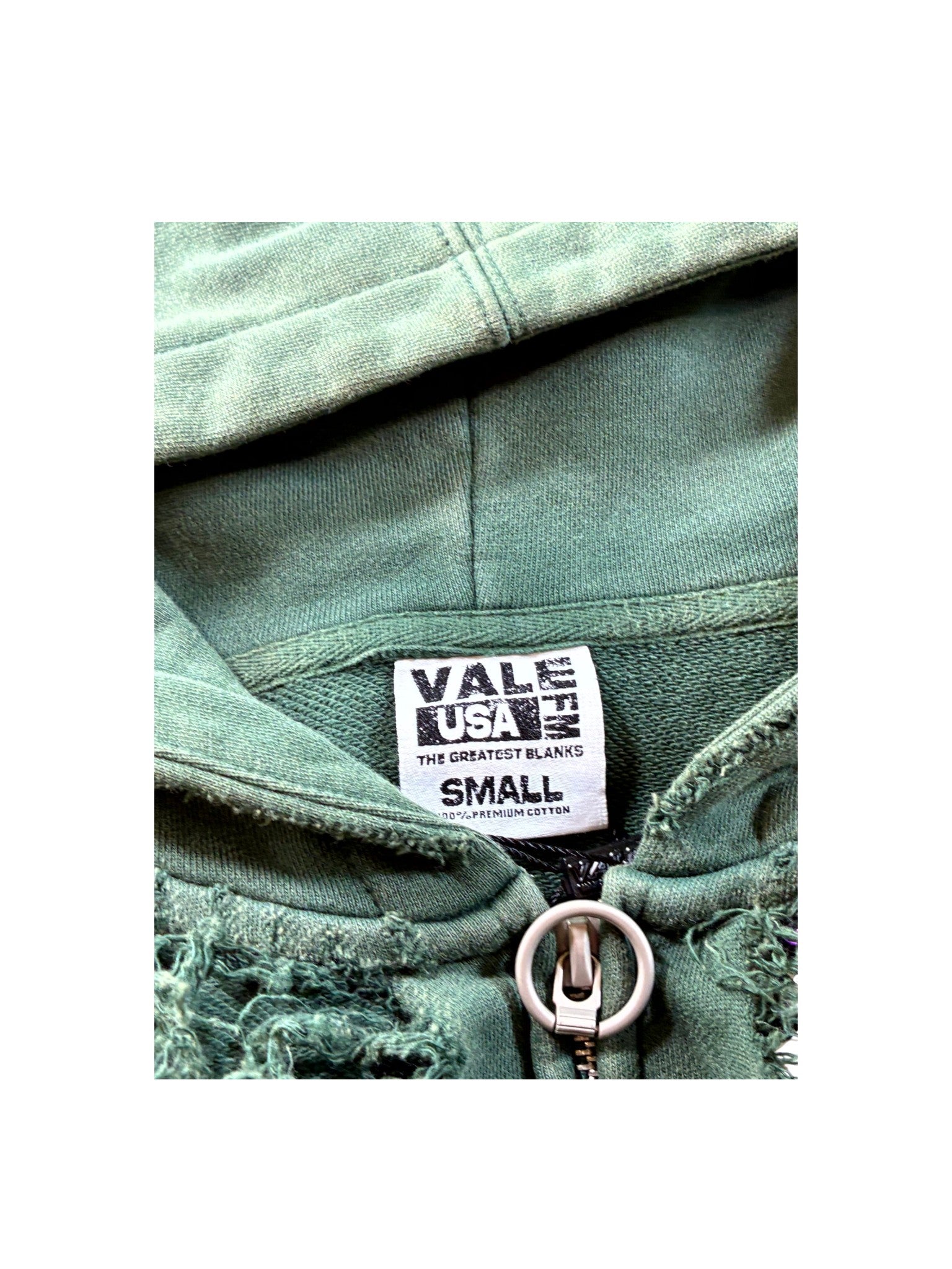 Vale Destroyer Zip Up Green Hoodie