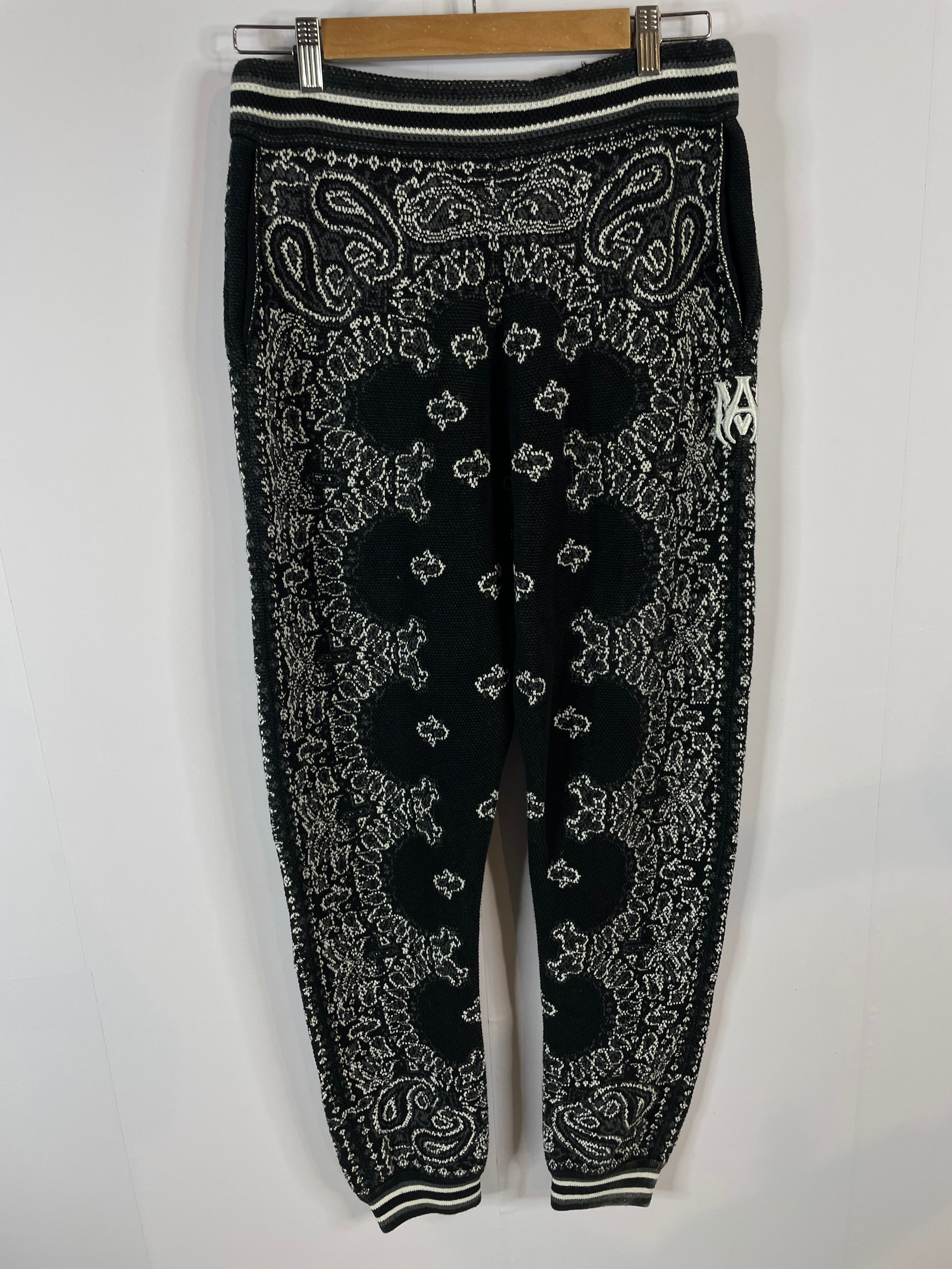 Amiri Knit Paisley Sweats Black Used Small