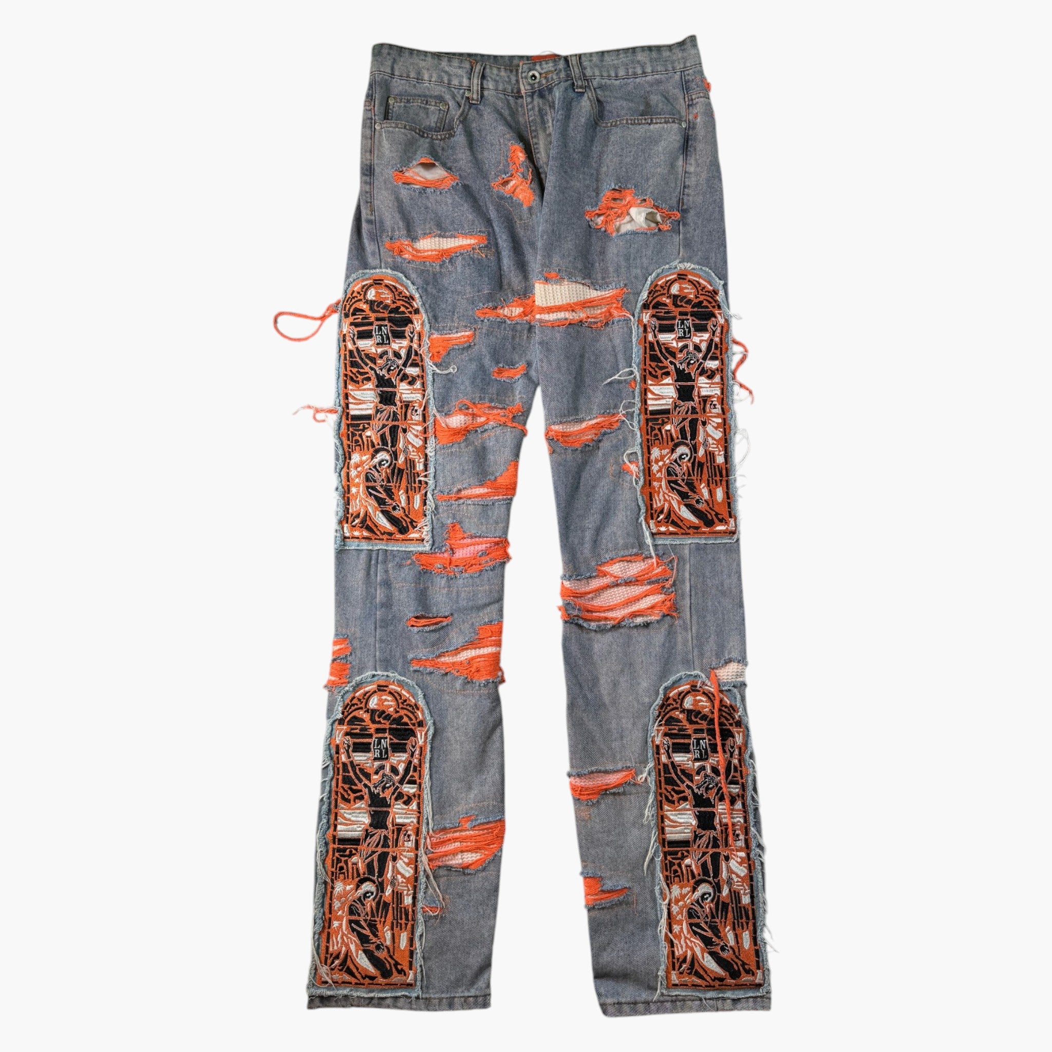 Who Decides War Vintage Wash & Orange Patch Jeans